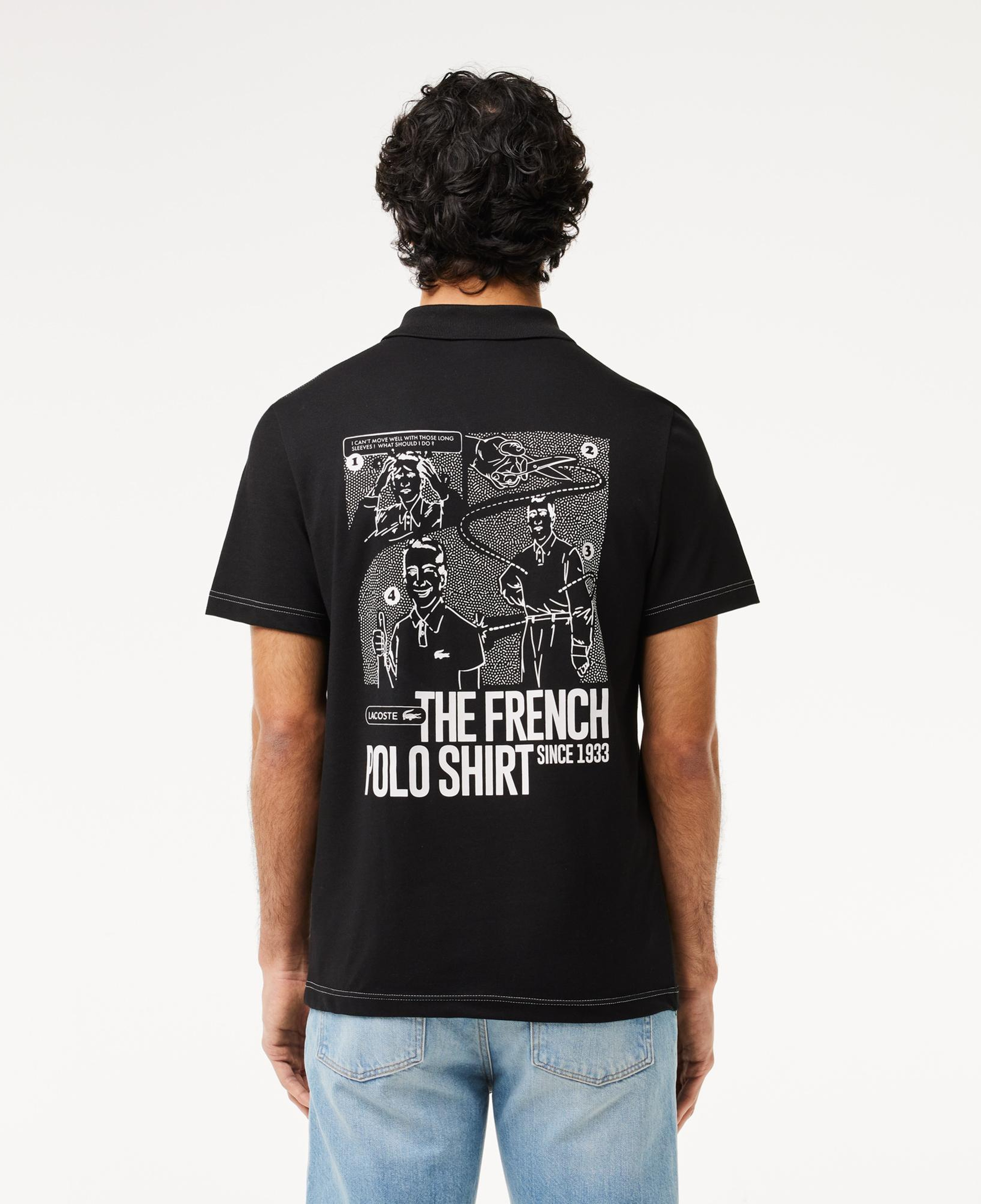 Erkek Regular Fit Baskılı Siyah Polo