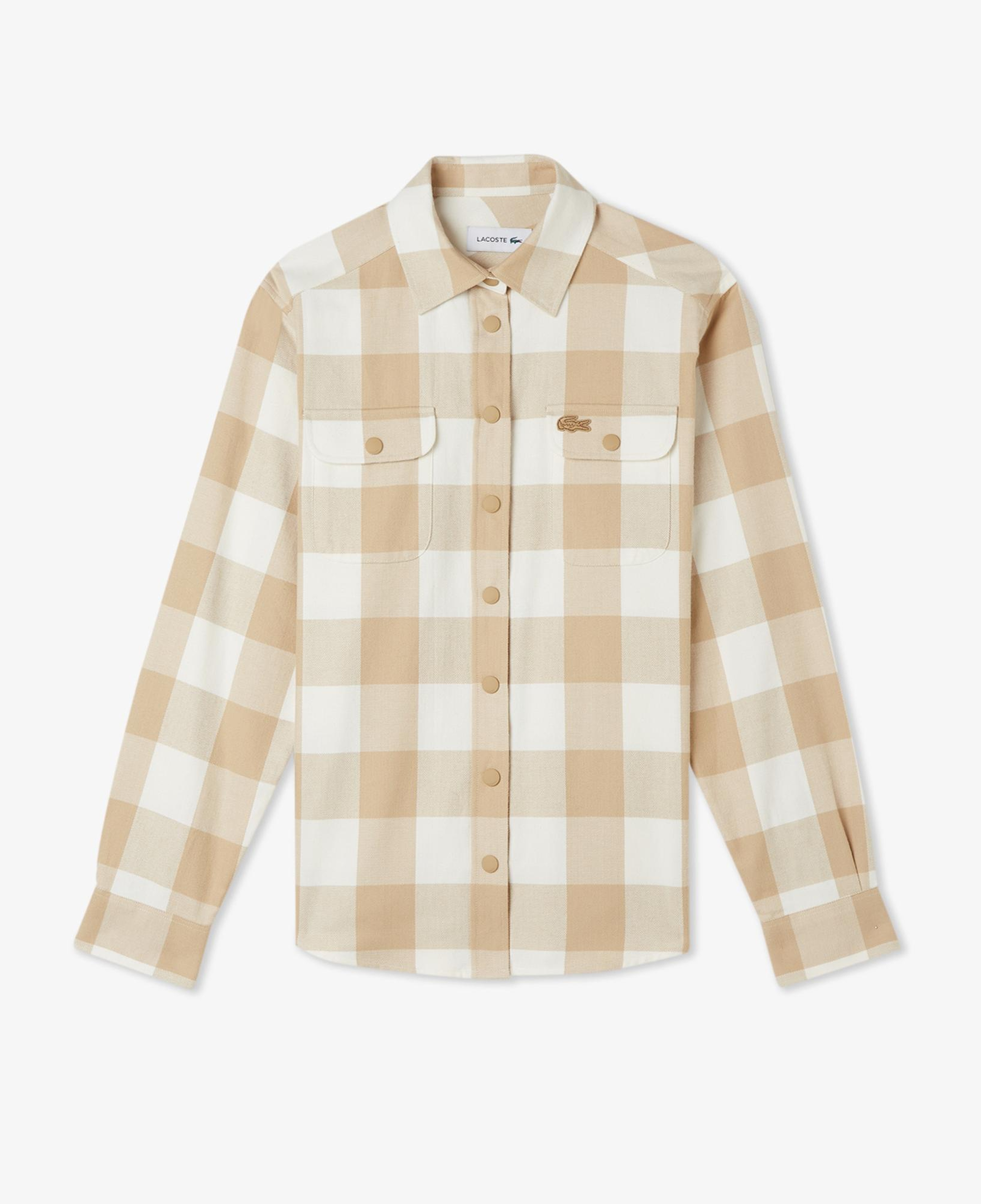 Kadın Regular Fit Ekose Bej Gömlek