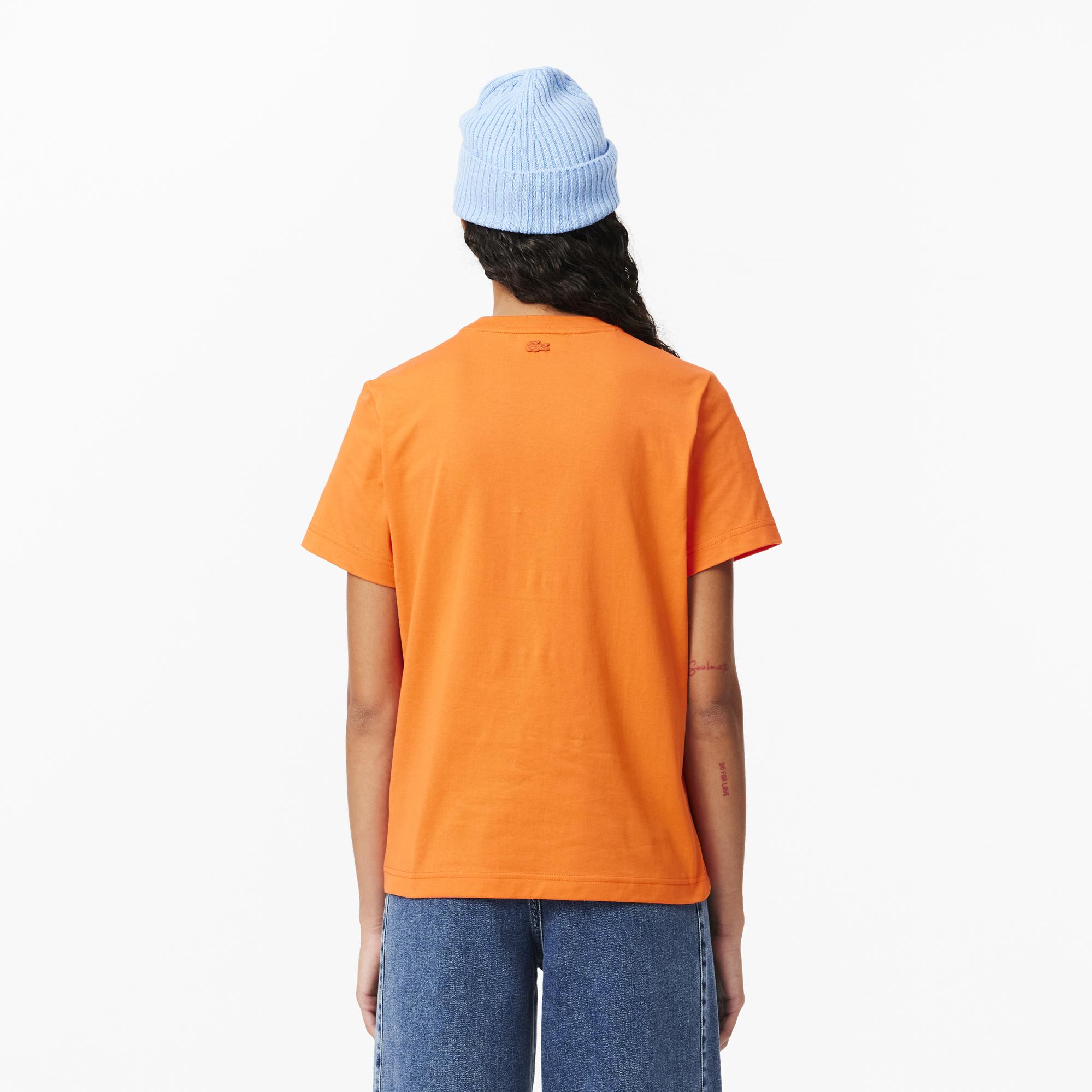 Kadın Regular Fit Bisiklet Yaka Turuncu T-Shirt