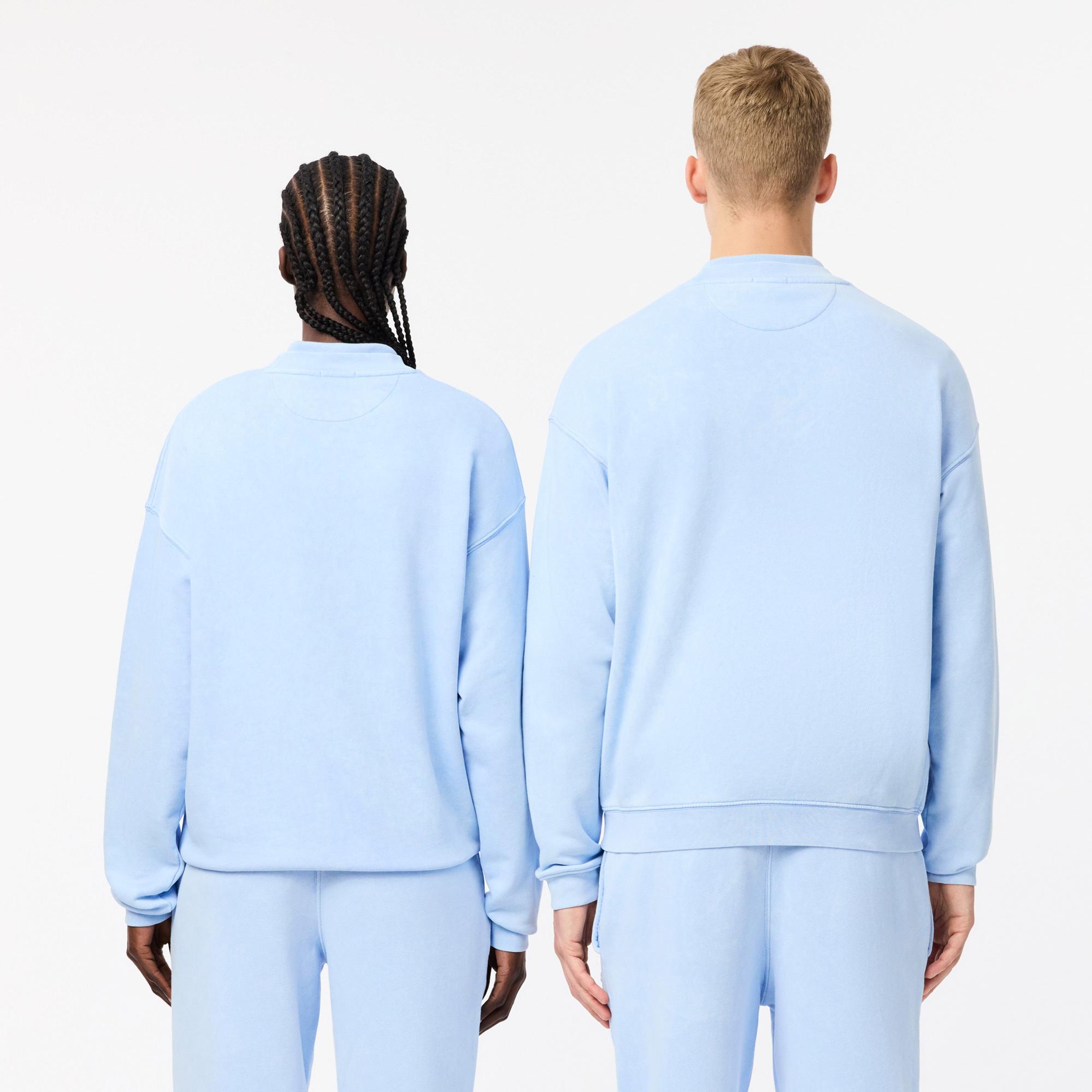 Unisex Loose Fit Bisiklet Yaka Açık Mavi Sweatshirt