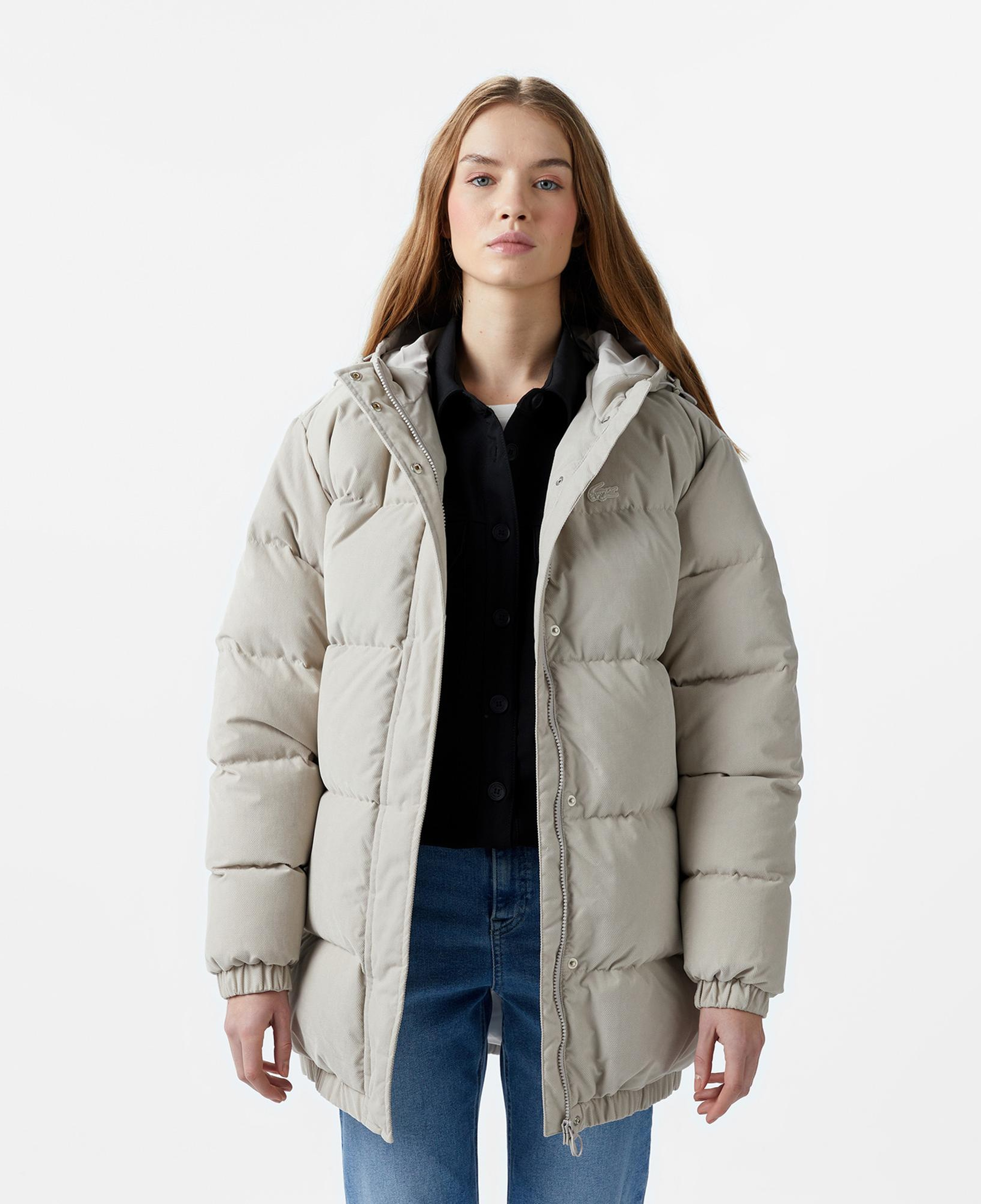 Kadın Relaxed Fit Kapüşonlu Gri Şişme Mont