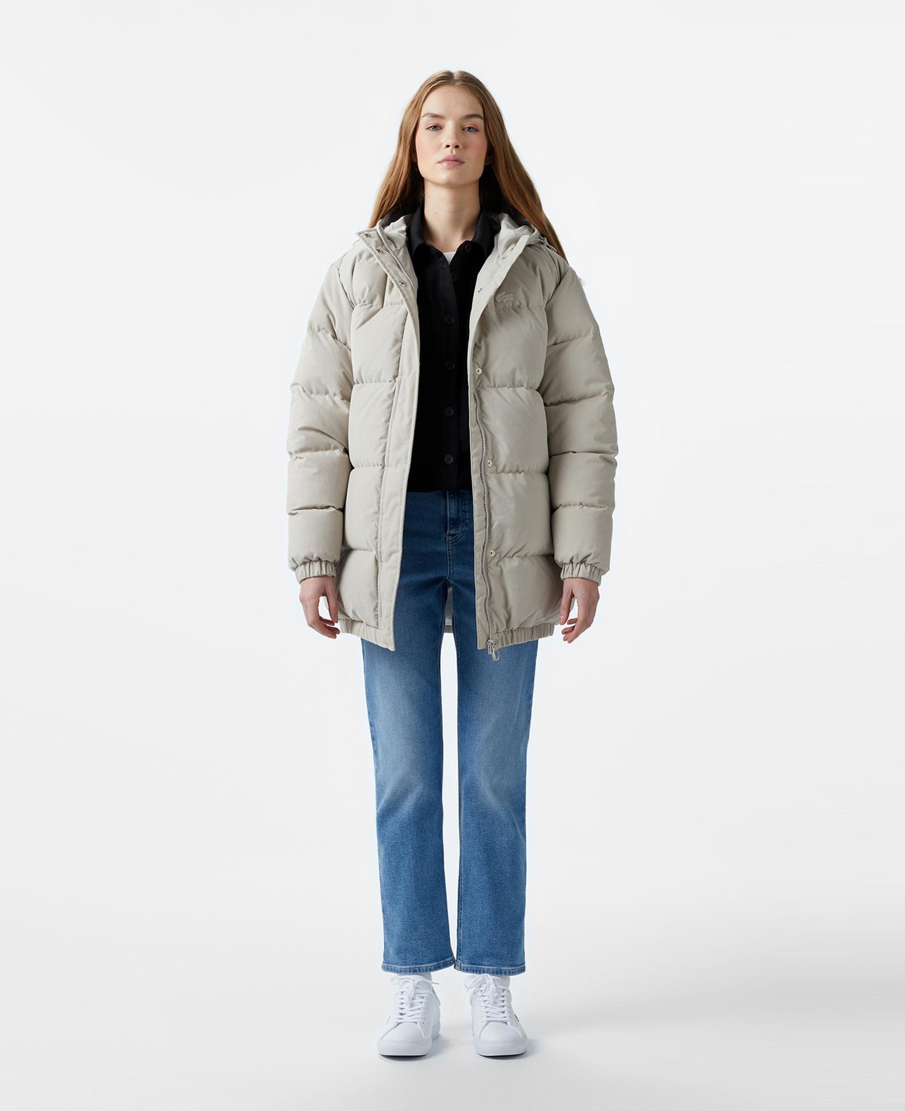 Kadın Relaxed Fit Kapüşonlu Gri Şişme Mont