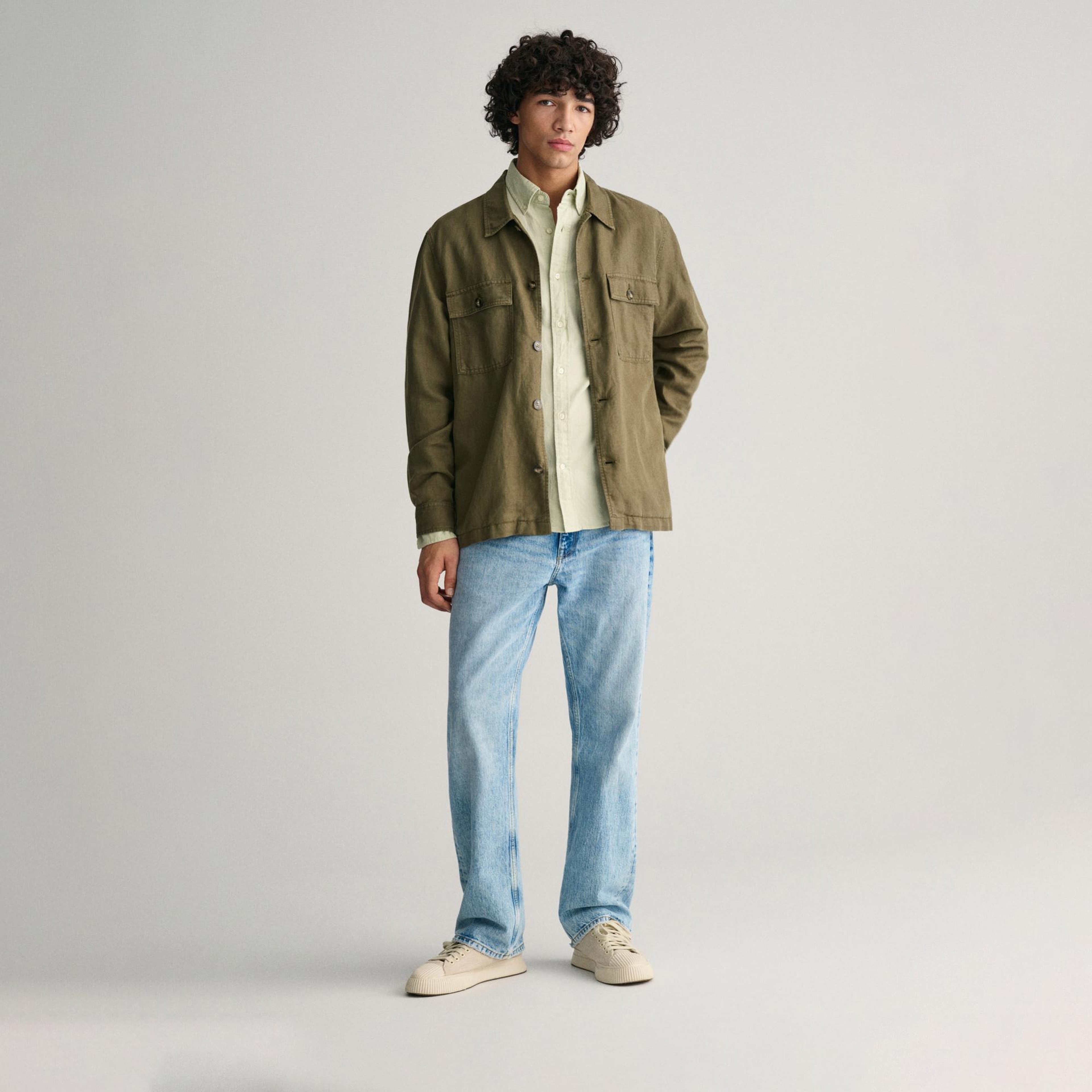 GANT Erkek Yeşil Regular Fit Düğmeli Yaka Oxford Gömlek