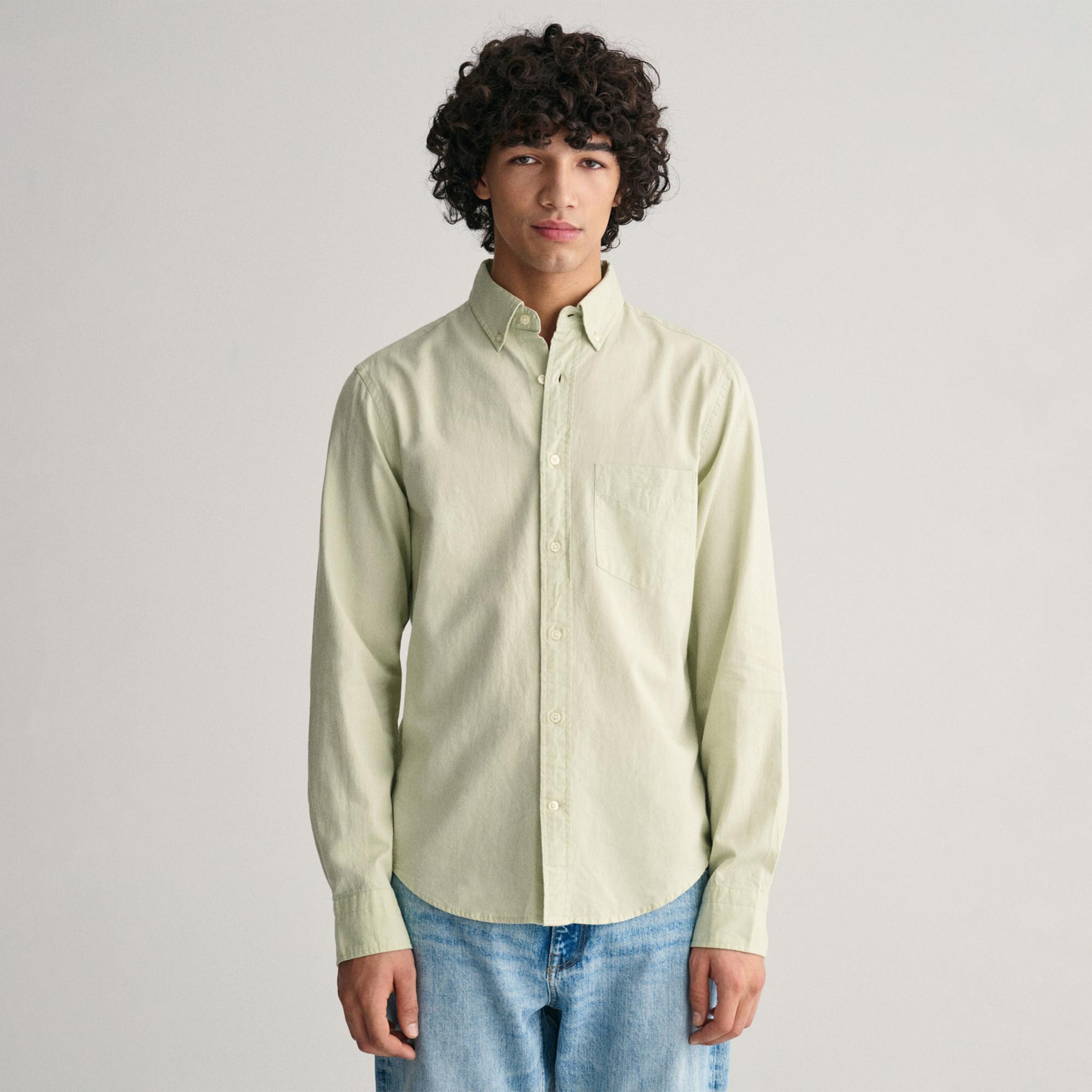 GANT Erkek Yeşil Regular Fit Düğmeli Yaka Oxford Gömlek