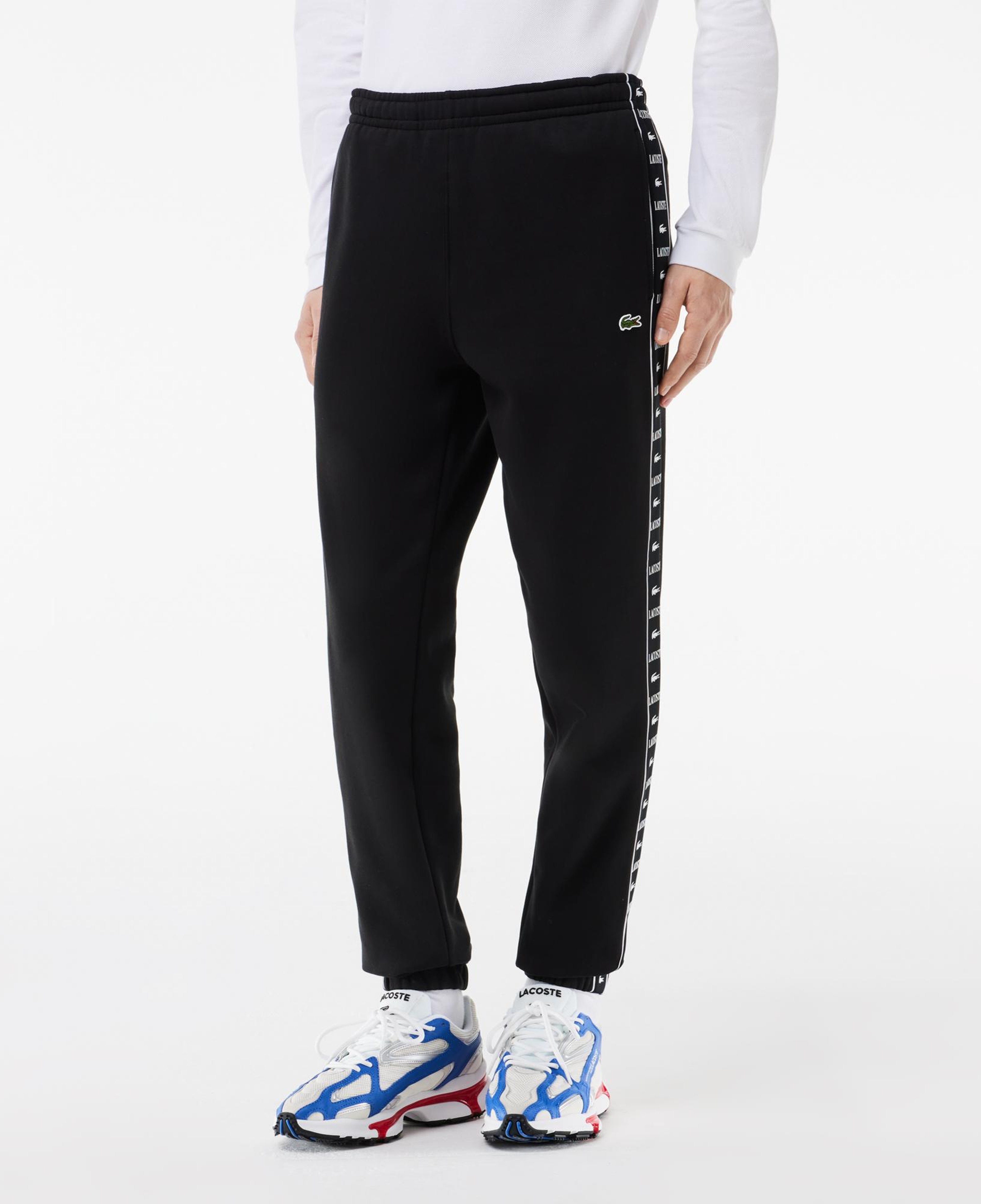 Erkek Tapered Fit Baskılı Siyah Eşofman Altı