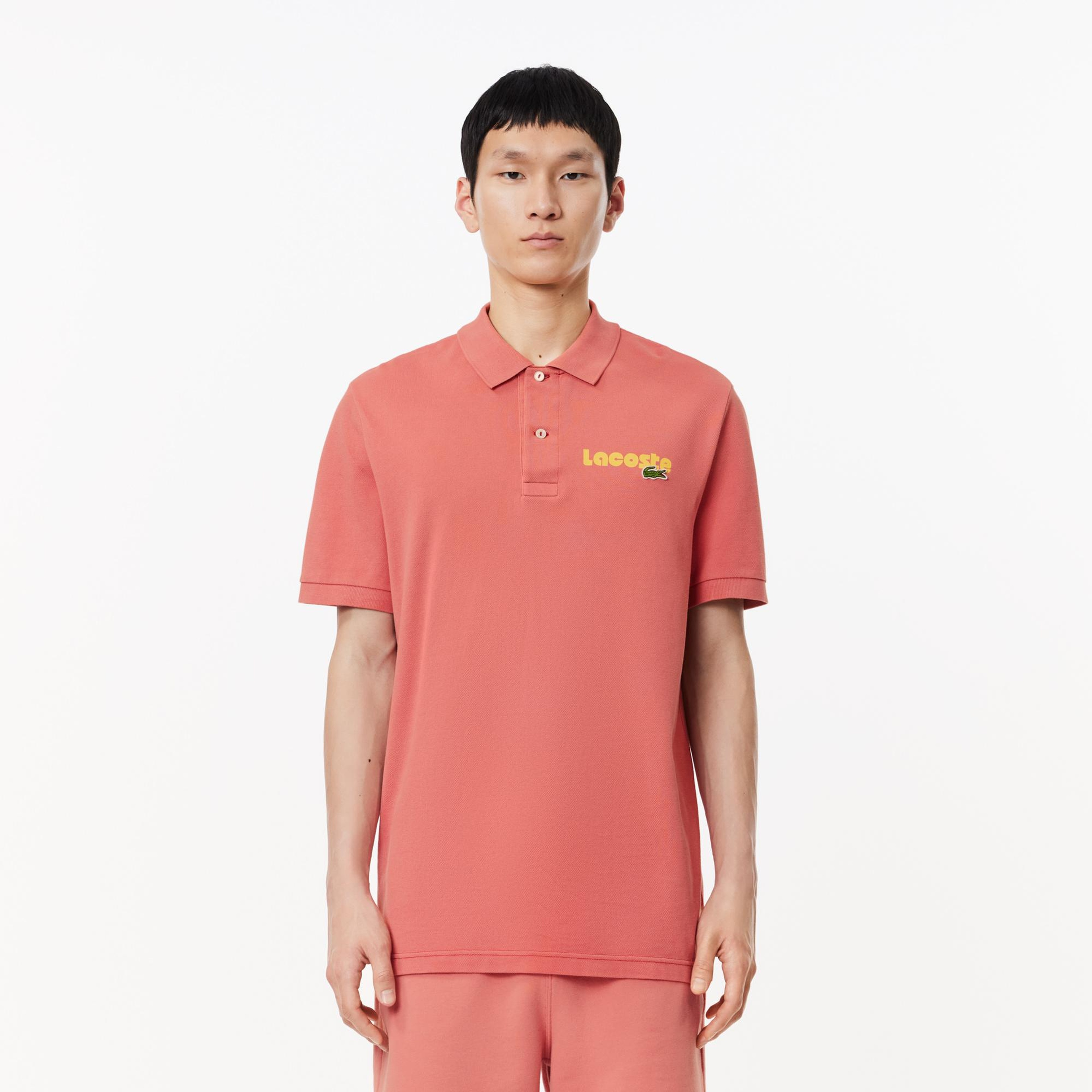 Erkek Regular Fit Baskılı Kırmızı Polo