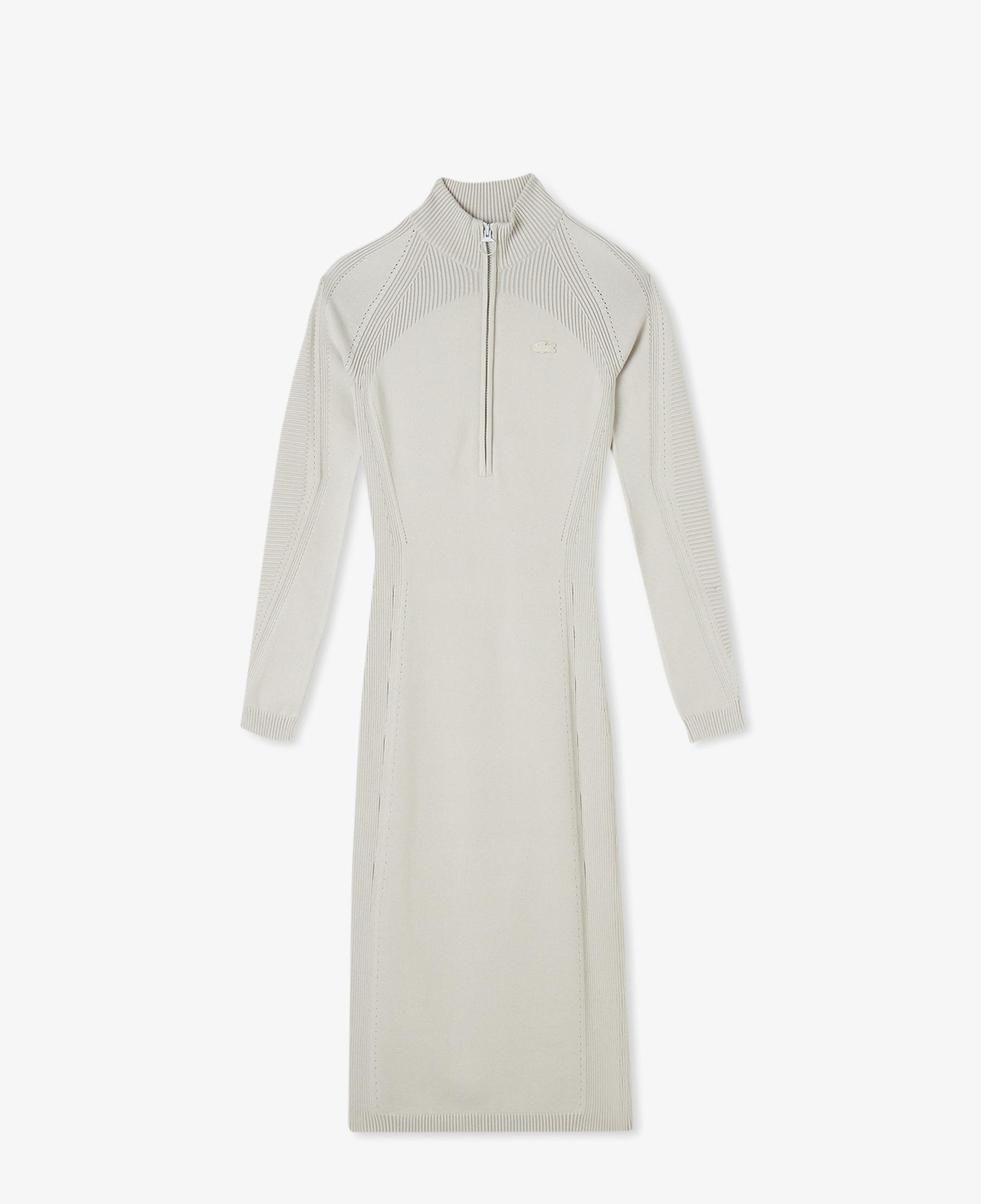 Kadın Slim Fit Uzun Kollu Yarım Fermuarlı Gri Elbise