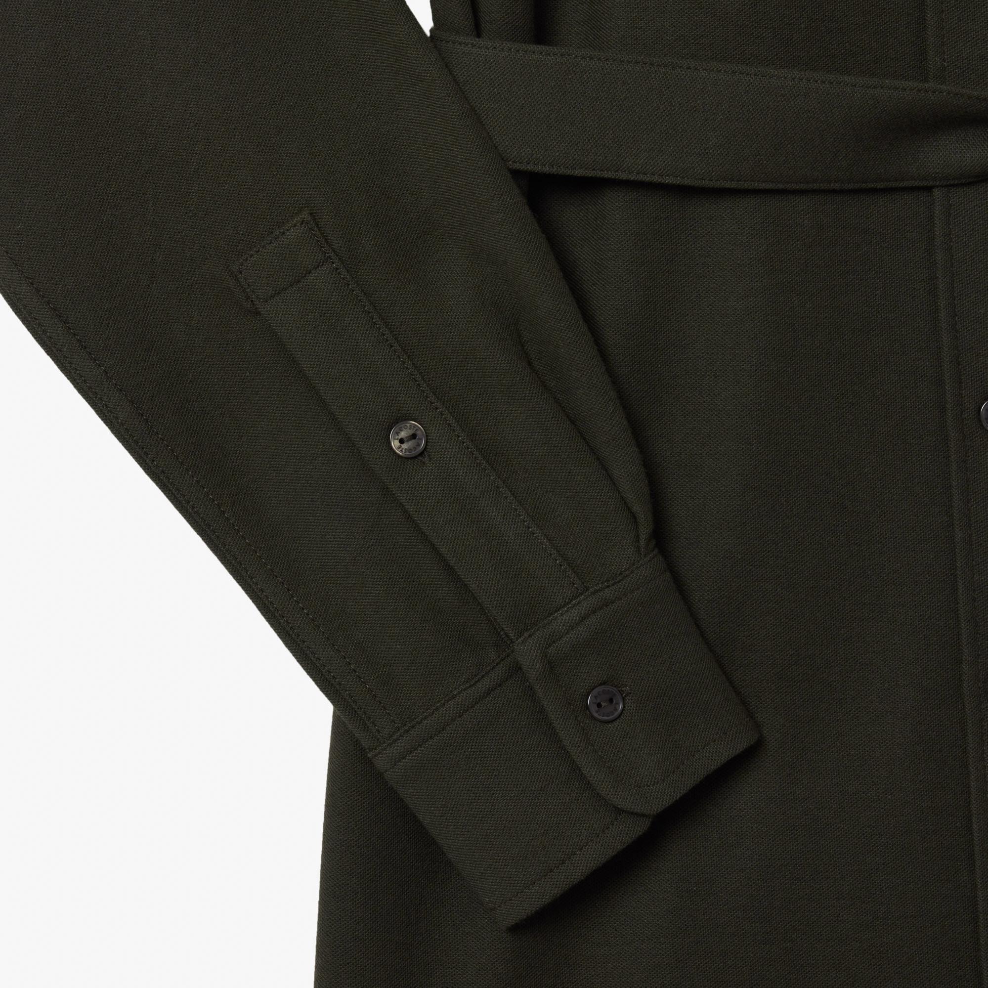 Kadın Slim Fit Uzun Kollu Polo Yaka Haki Elbise