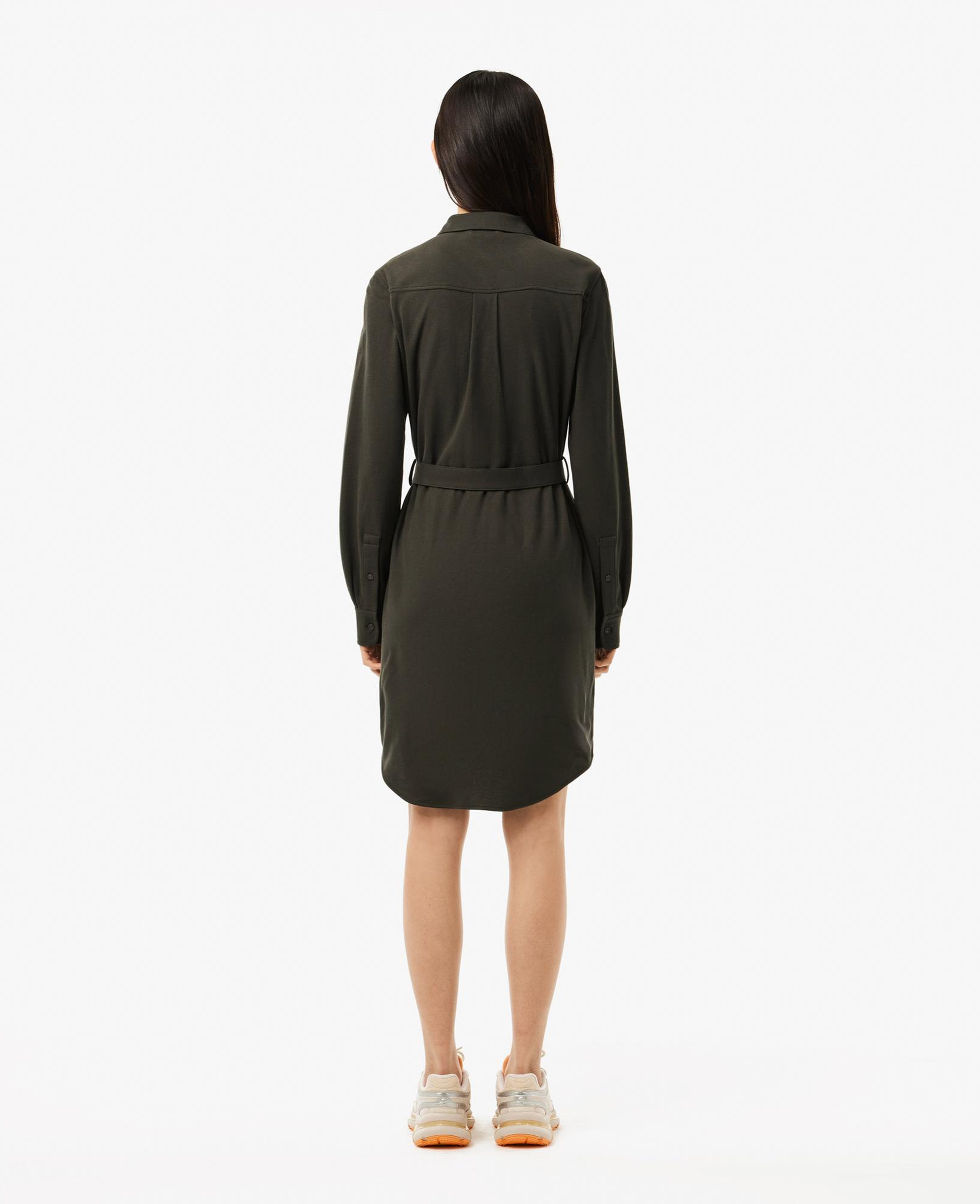 Kadın Slim Fit Uzun Kollu Polo Yaka Haki Elbise