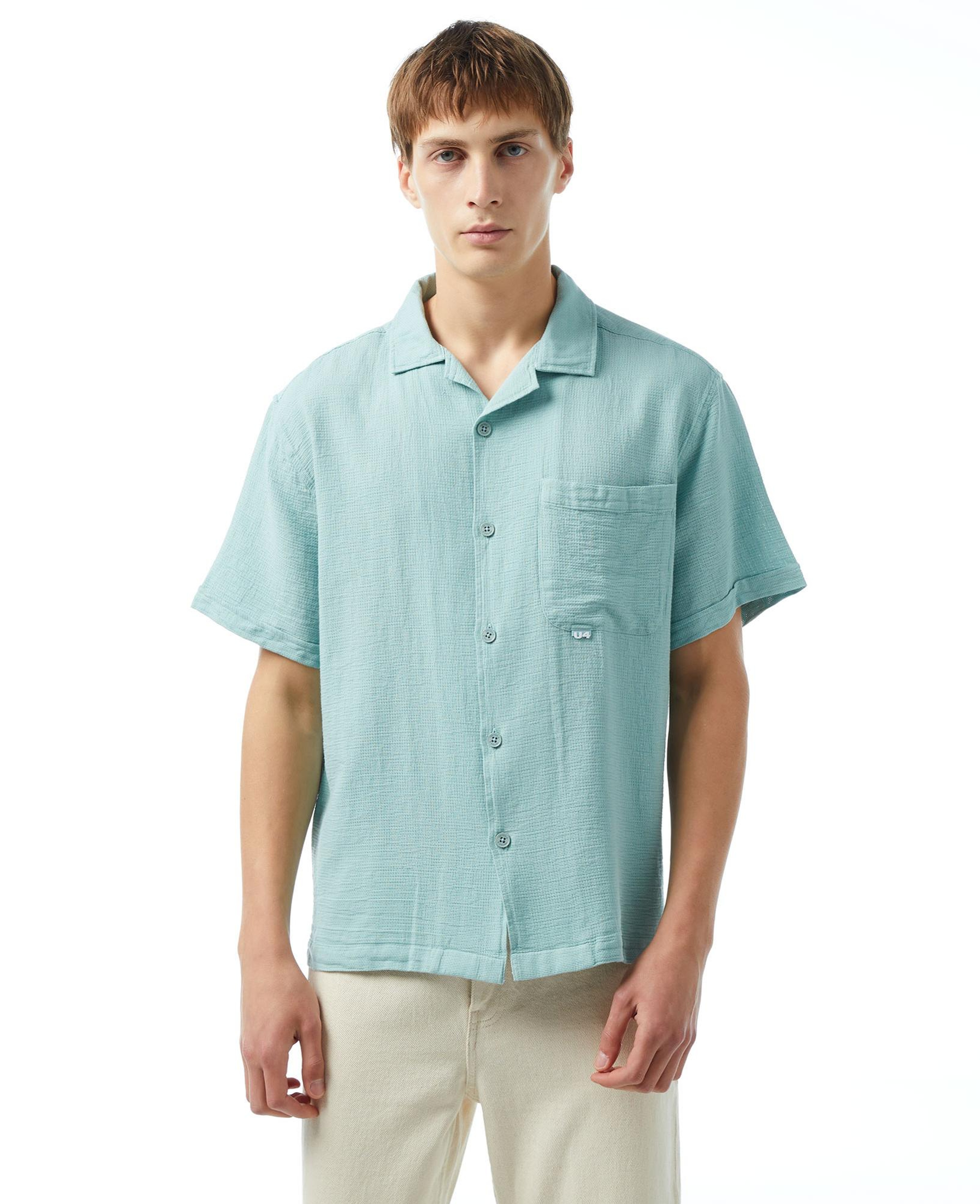 UNITED4 Oversize Erkek Mavi Gömlek