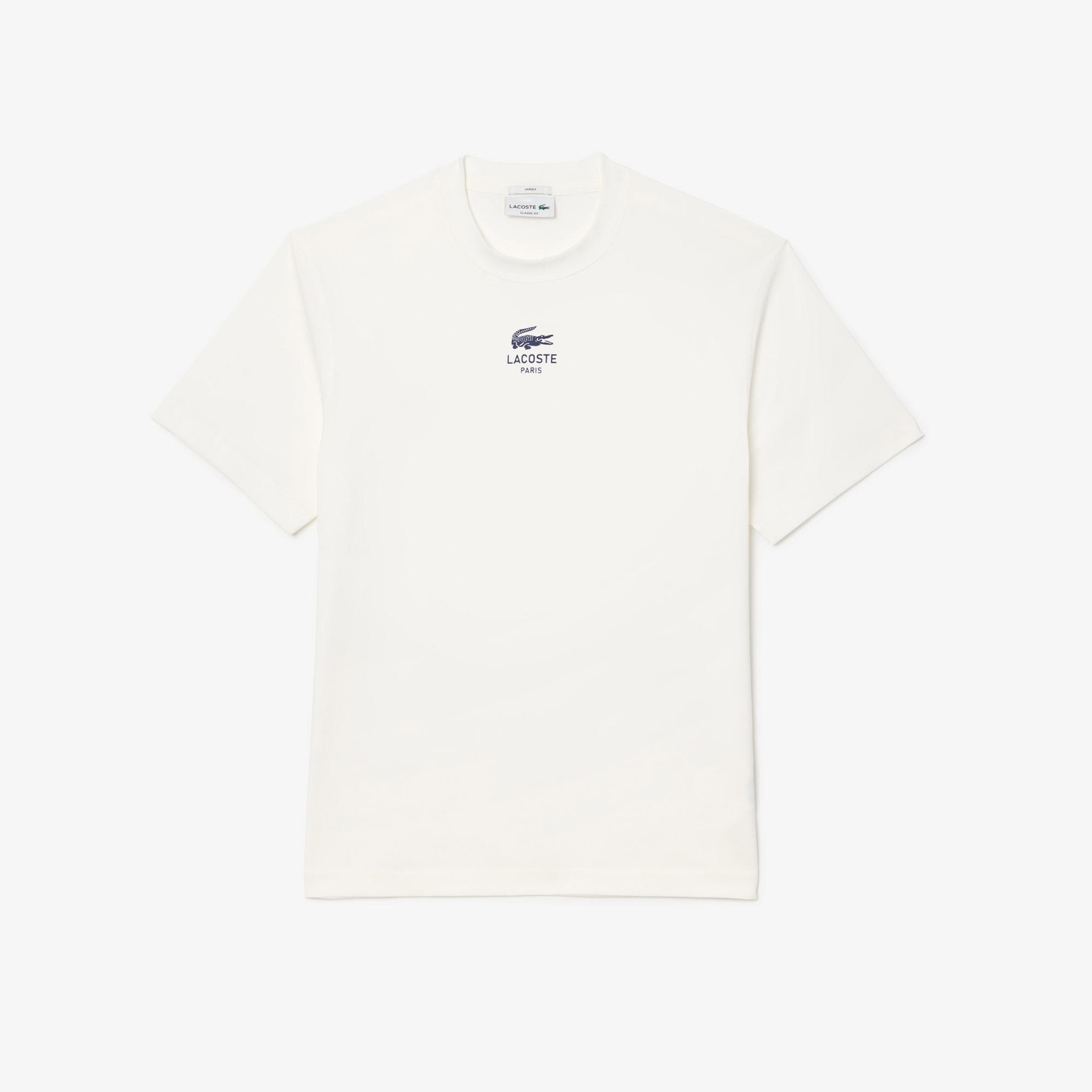 Signature Unisex Classic Fit Bisiklet Yaka Baskılı Beyaz T-Shirt