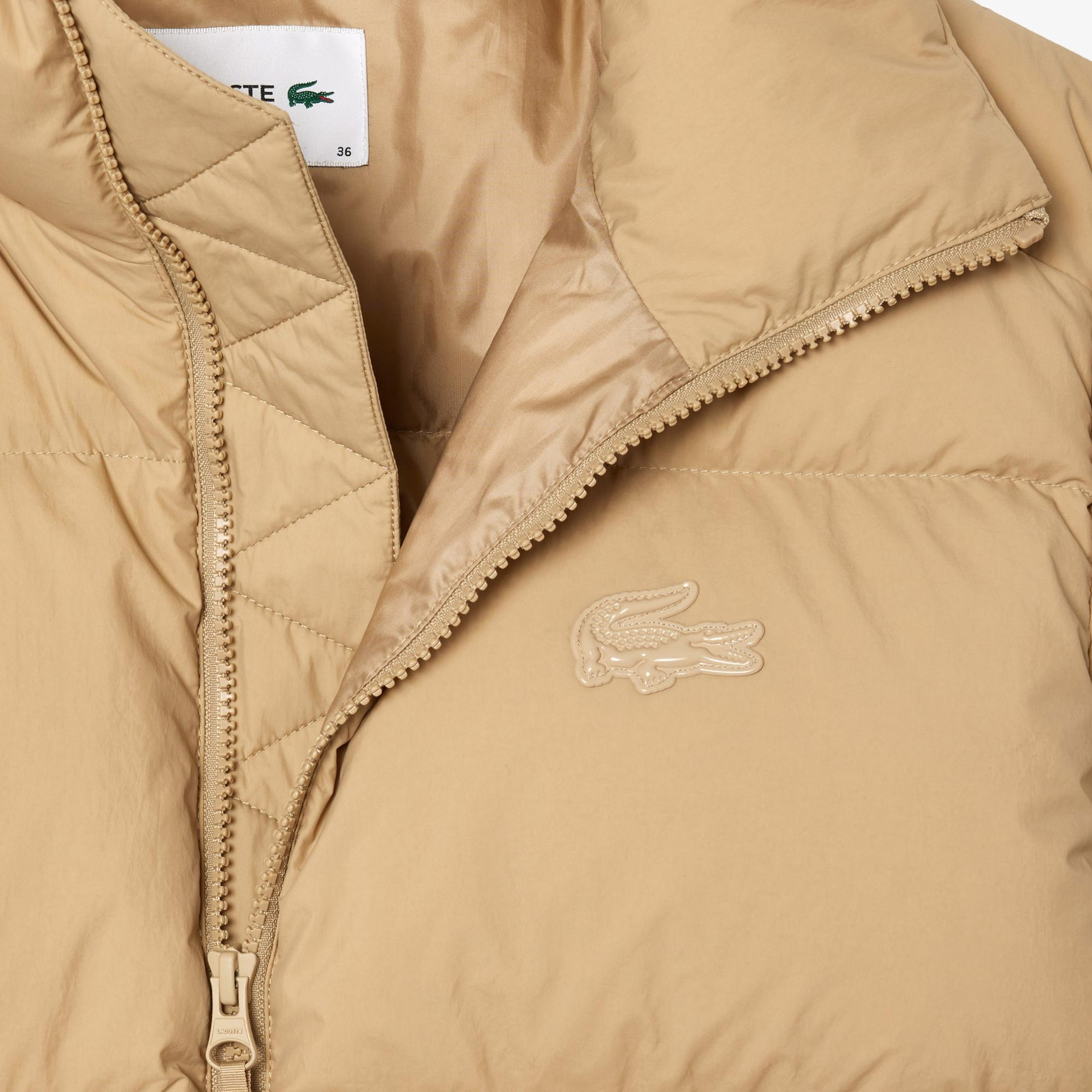 Kadın Relaxed Fit Kapüşonlu Kahverengi Şişme Mont
