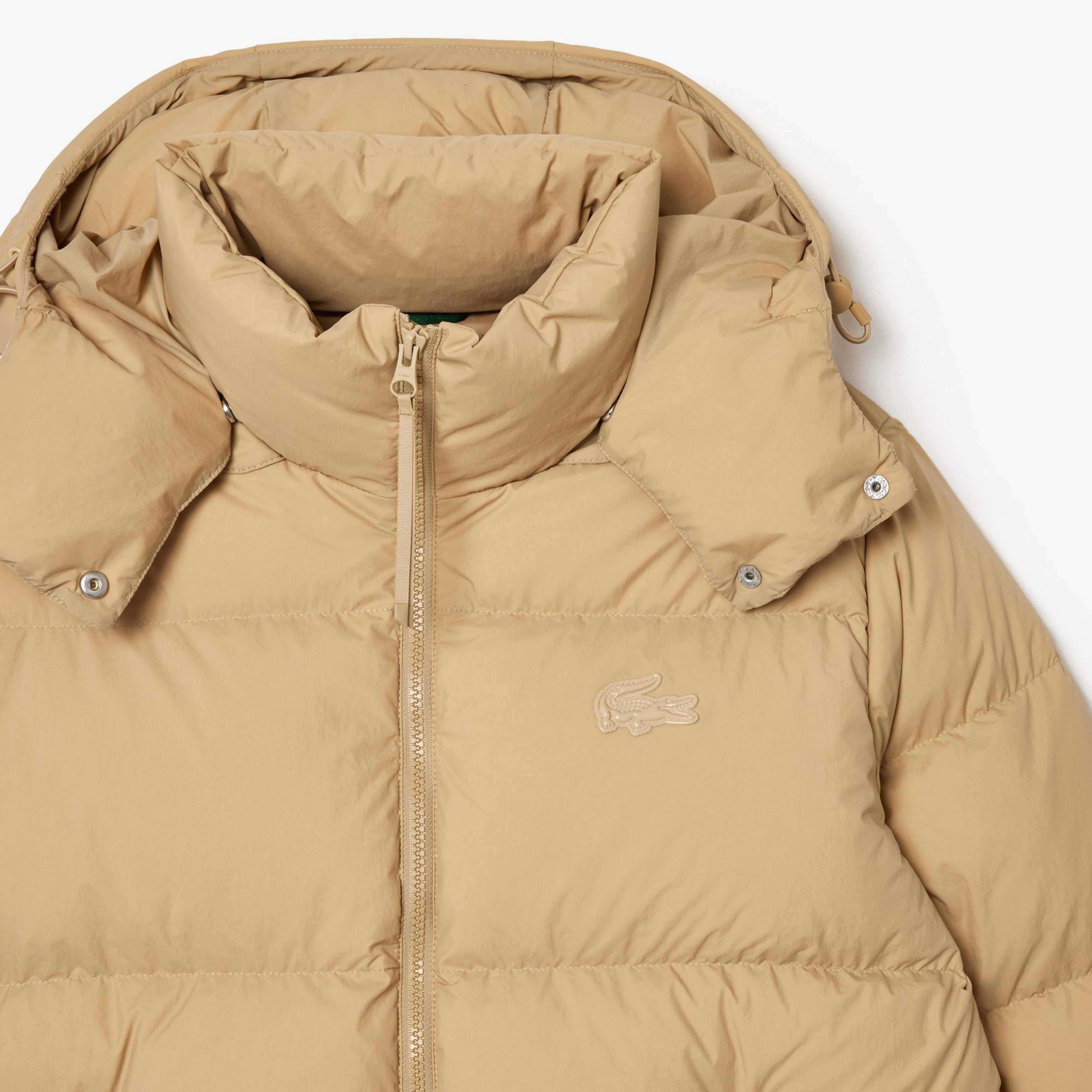 Kadın Relaxed Fit Kapüşonlu Kahverengi Şişme Mont