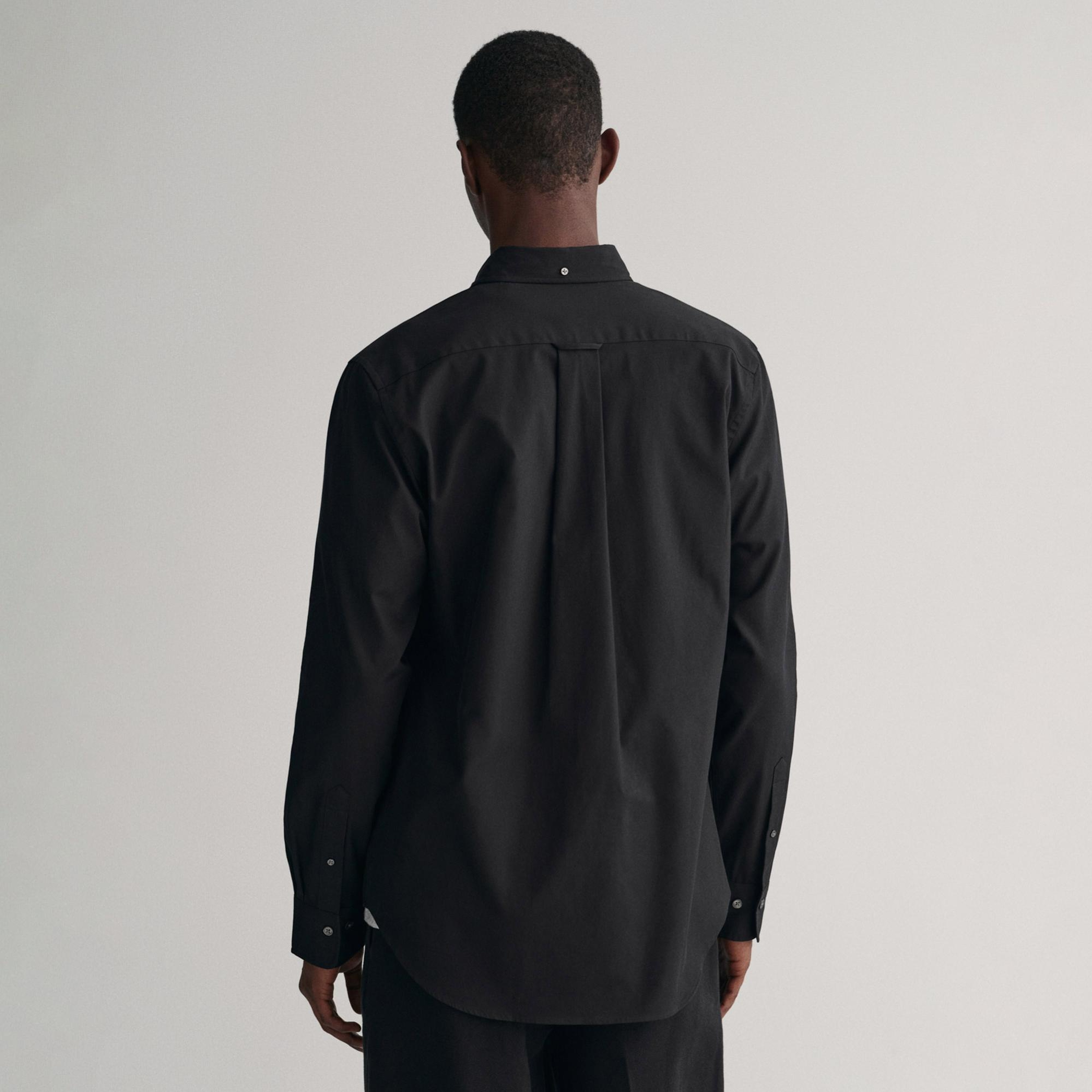 GANT Erkek Siyah Regular Fit Düğmeli Yaka Oxford Gömlek