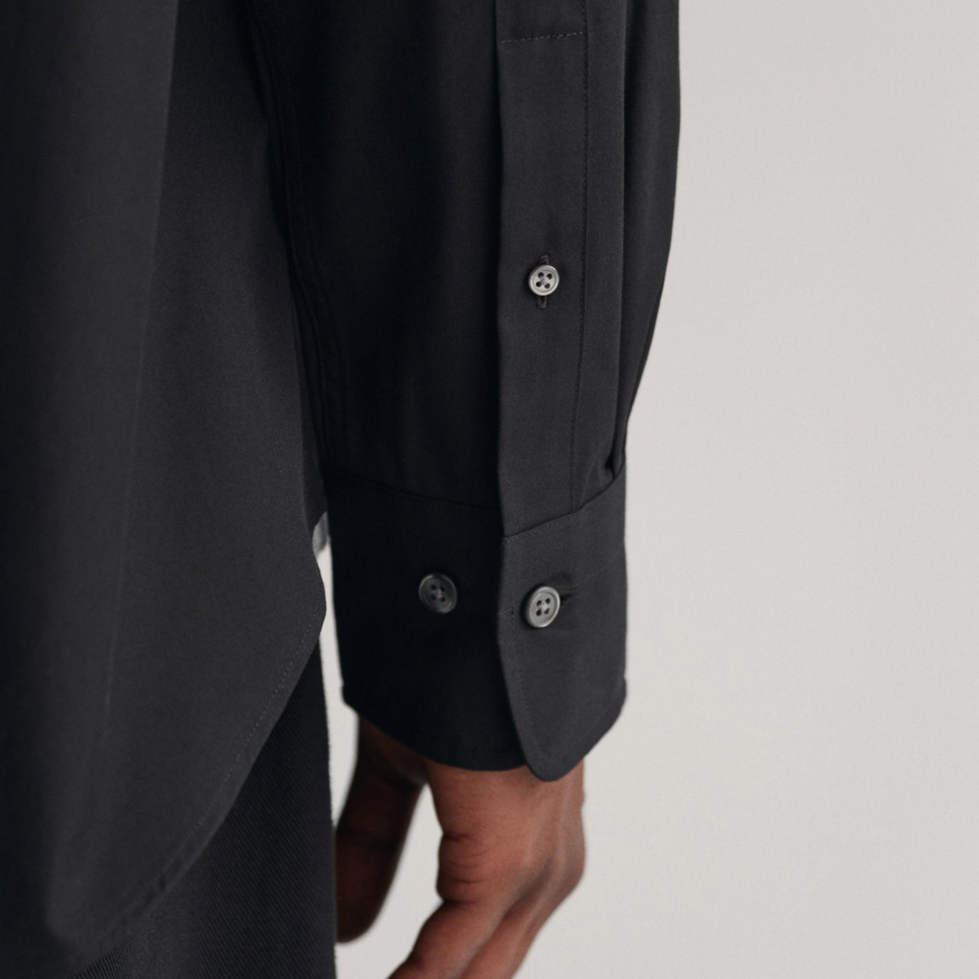 GANT Erkek Siyah Regular Fit Düğmeli Yaka Oxford Gömlek