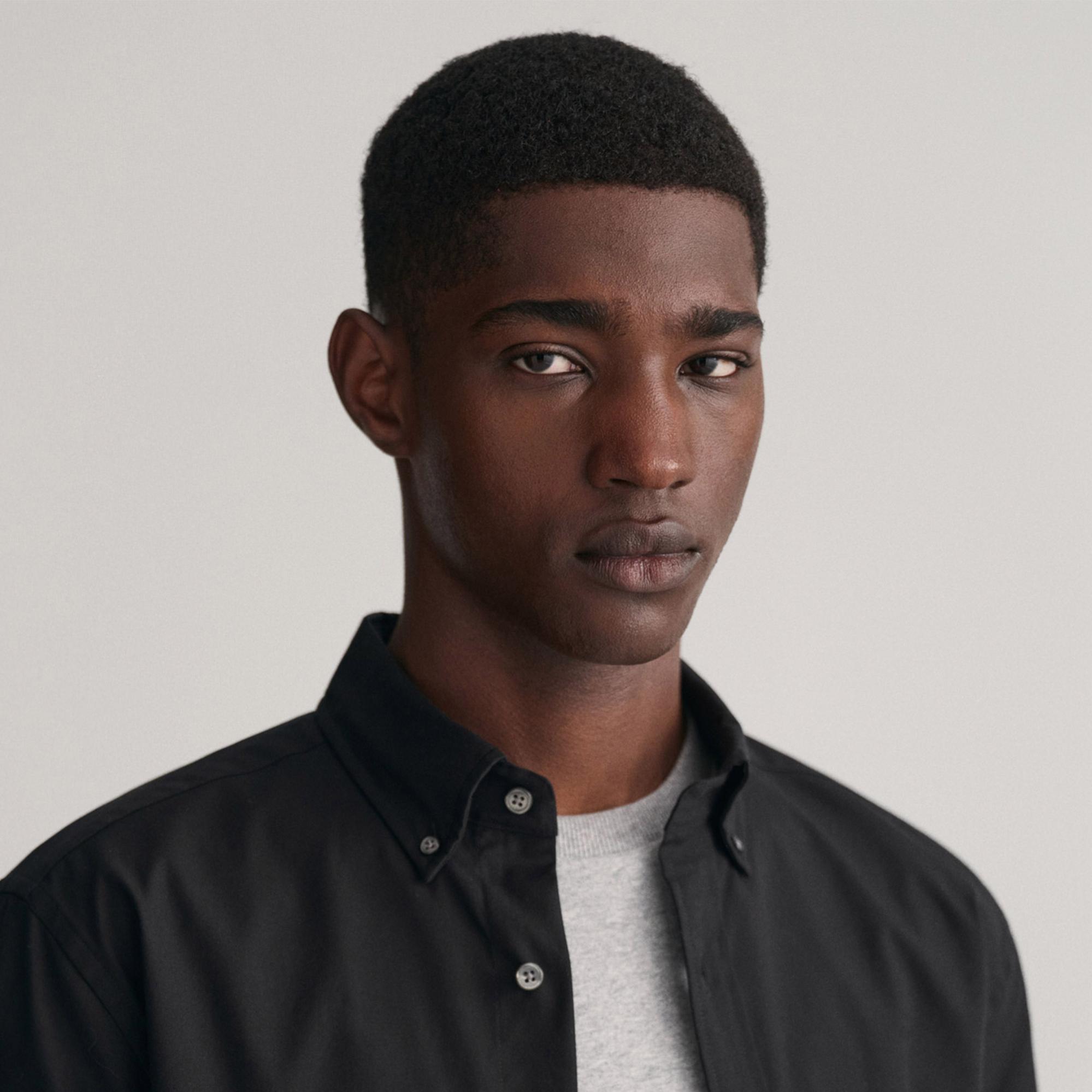 GANT Erkek Siyah Regular Fit Düğmeli Yaka Oxford Gömlek