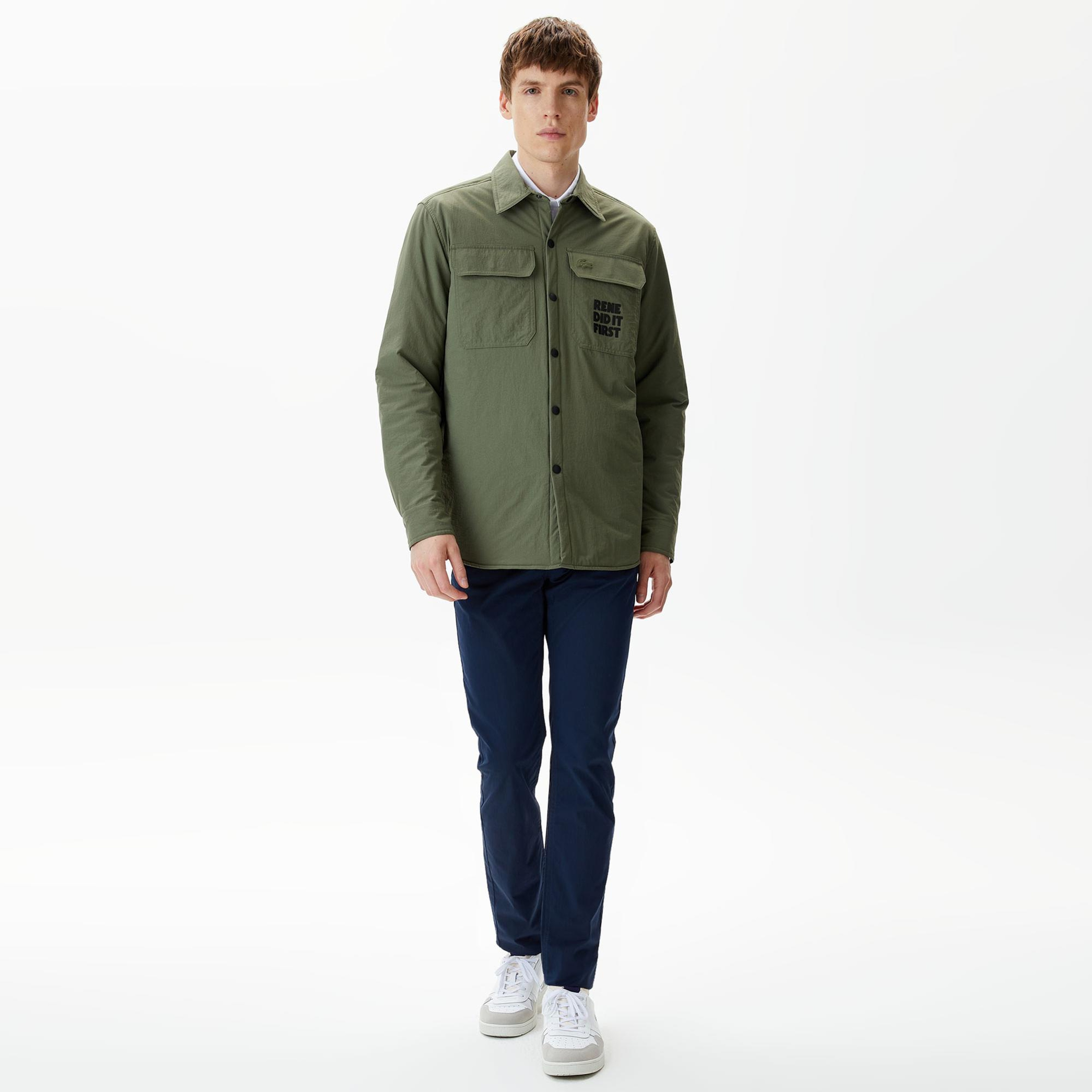 Erkek Regular Fit Baskılı Haki Gömlek