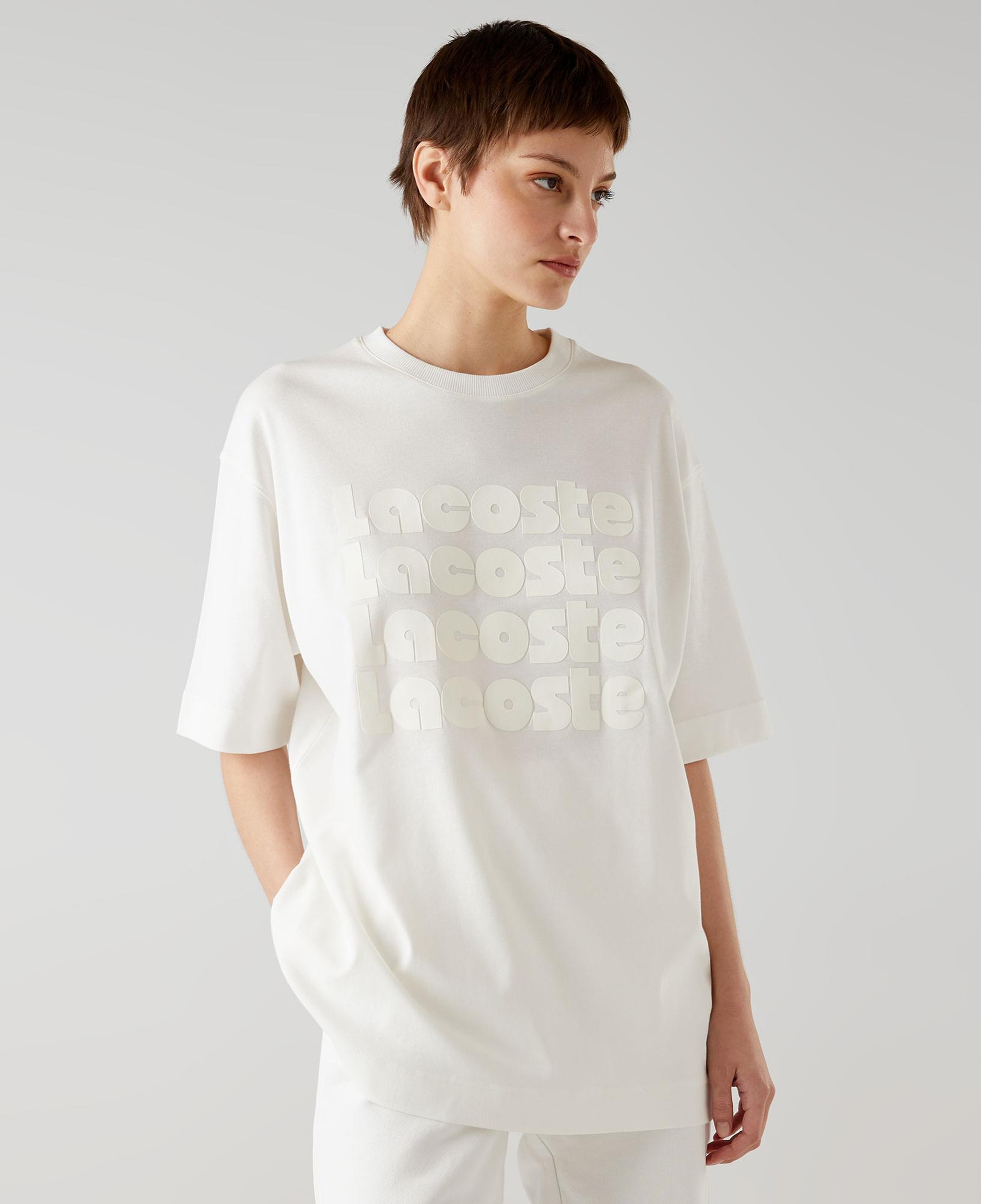 Lacoste Relaxed Fit Bisiklet Yaka Kadın Beyaz T-Shirt