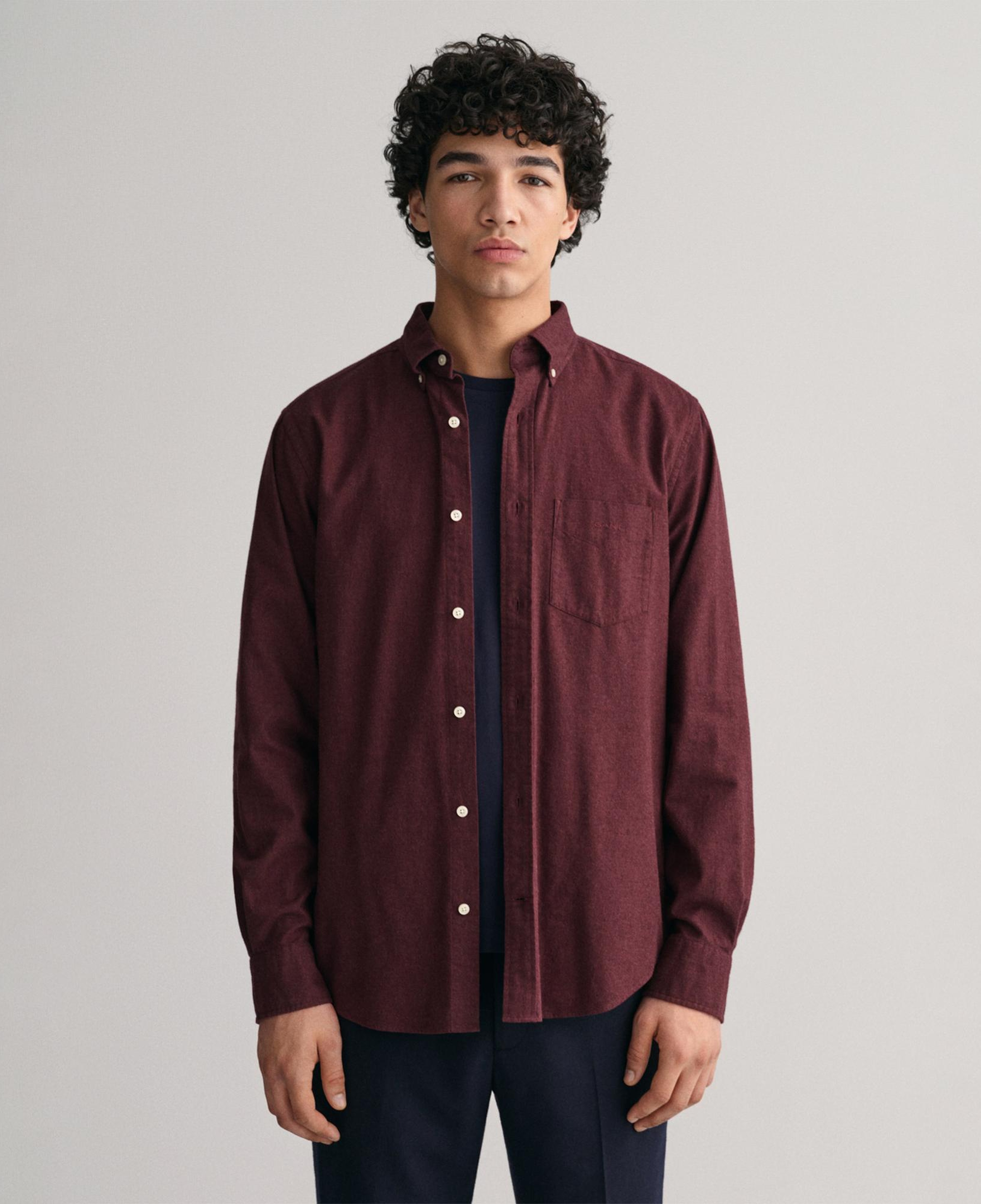 Gant Erkek Bordo Regular Fit Düğmeli Yaka Gömlek