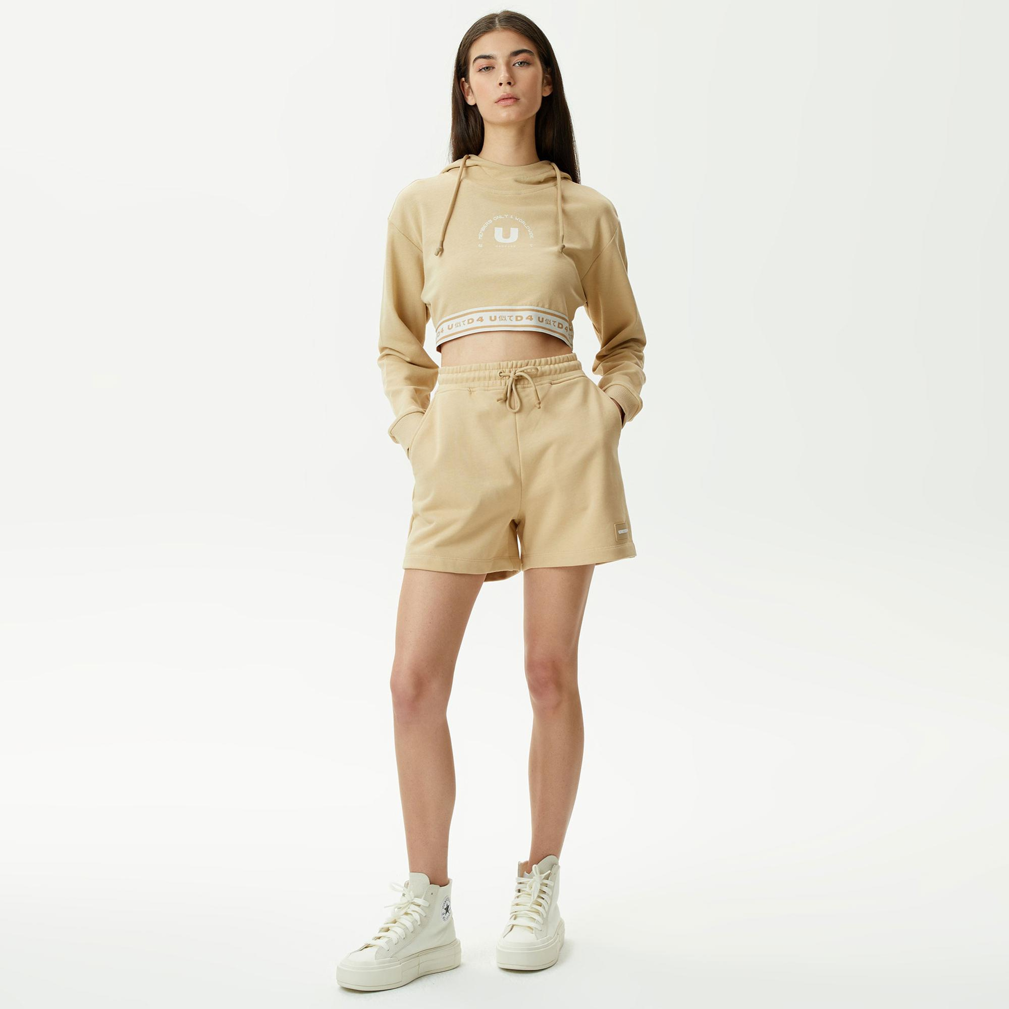 UNITED4 Kadın Krem Şort