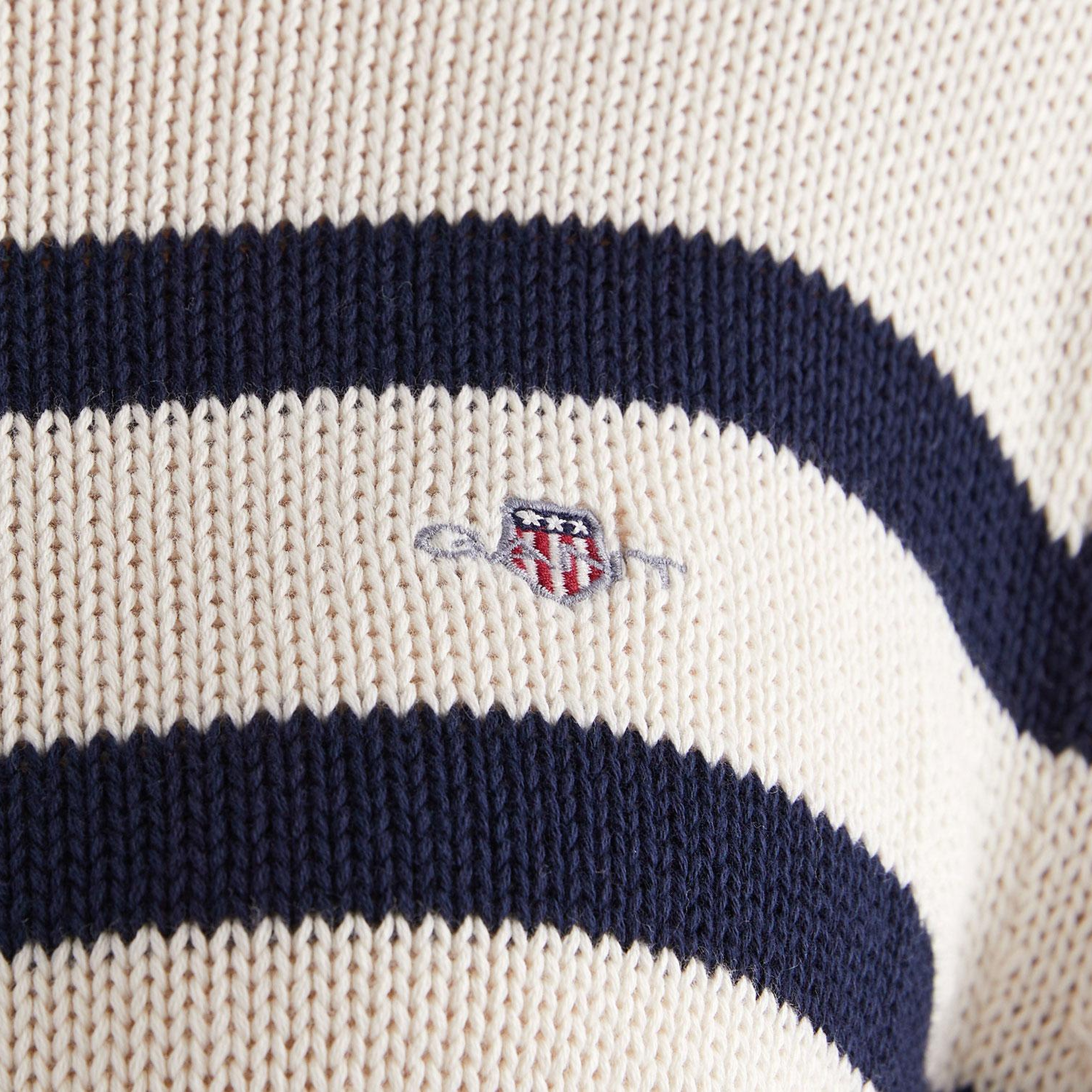 GANT Kadın Krem Oversize Fit Boğazlı Yaka Çizgili Kazak