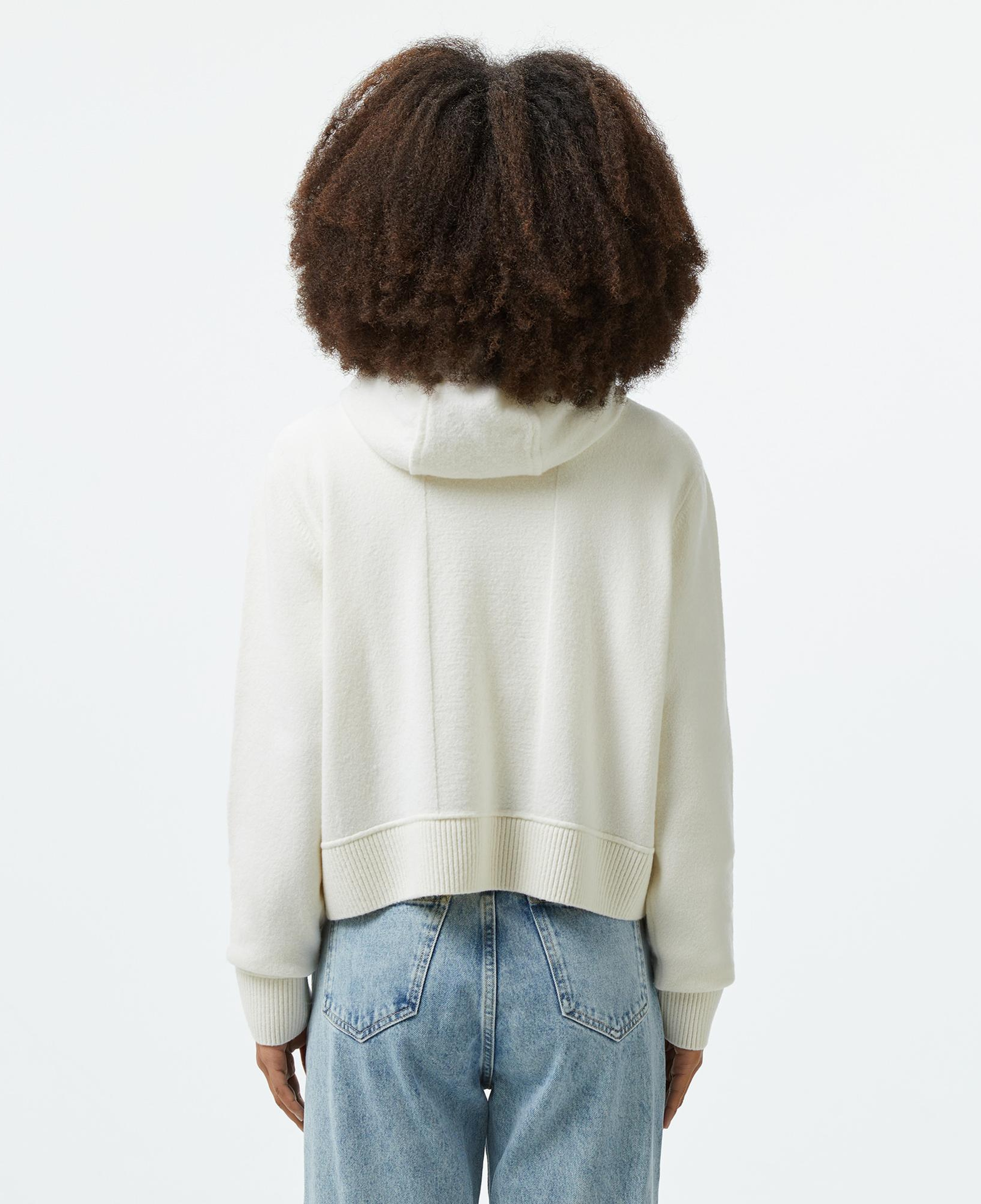 Kadın Relaxed Fit Kapüşonlu Beyaz Hırka