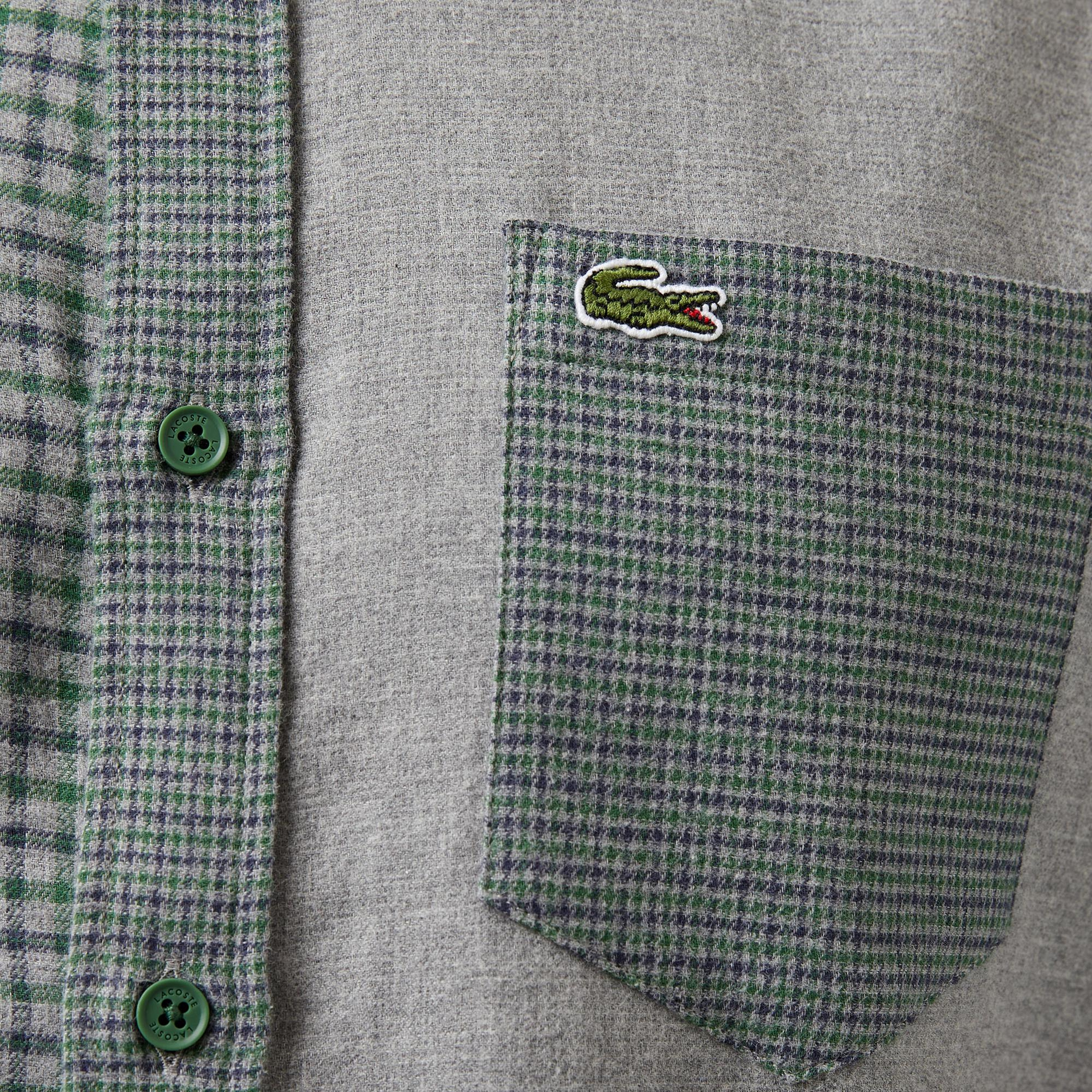 Erkek Regular Fit Ekose Koyu Yeşil Gömlek