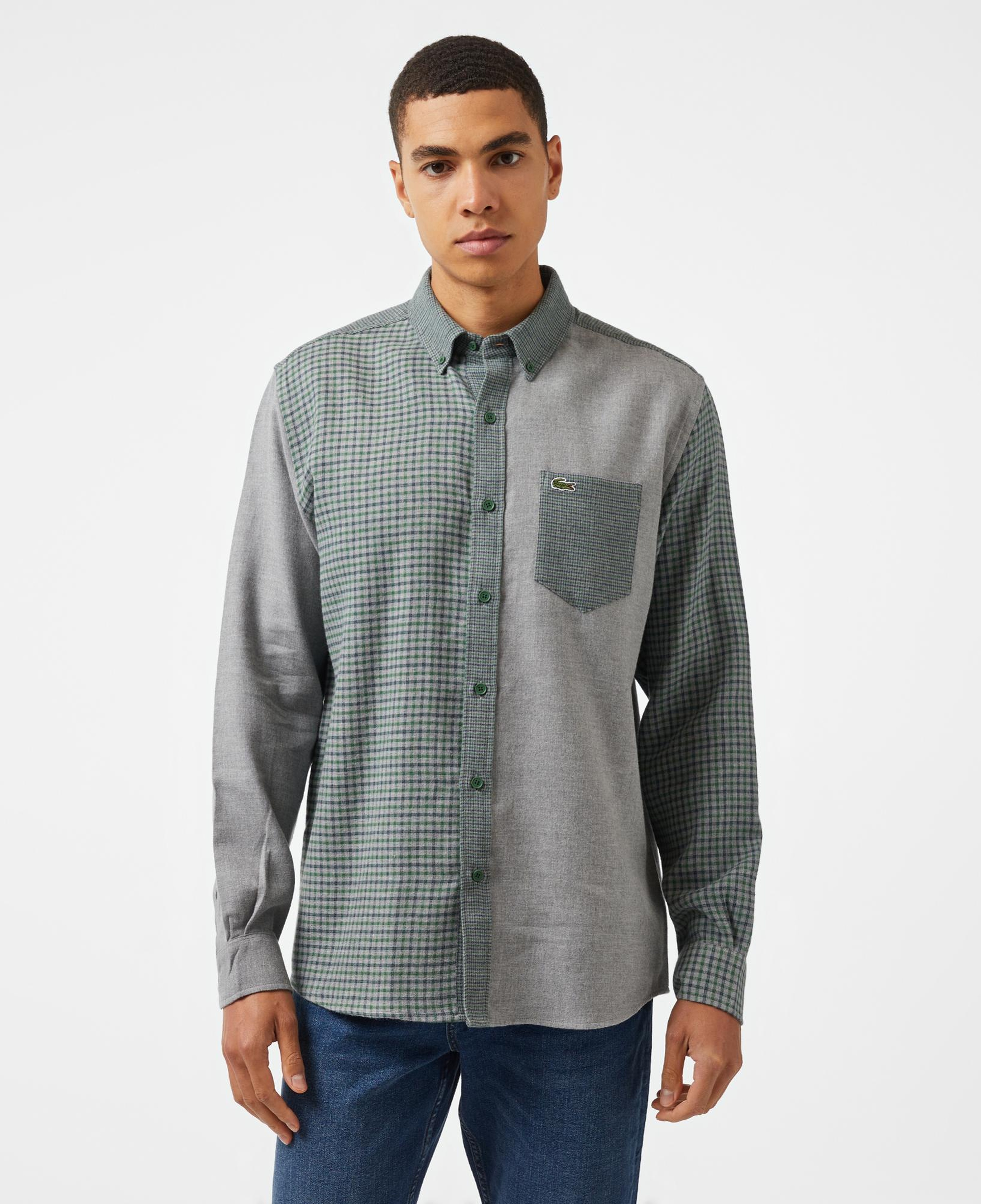 Erkek Regular Fit Ekose Koyu Yeşil Gömlek
