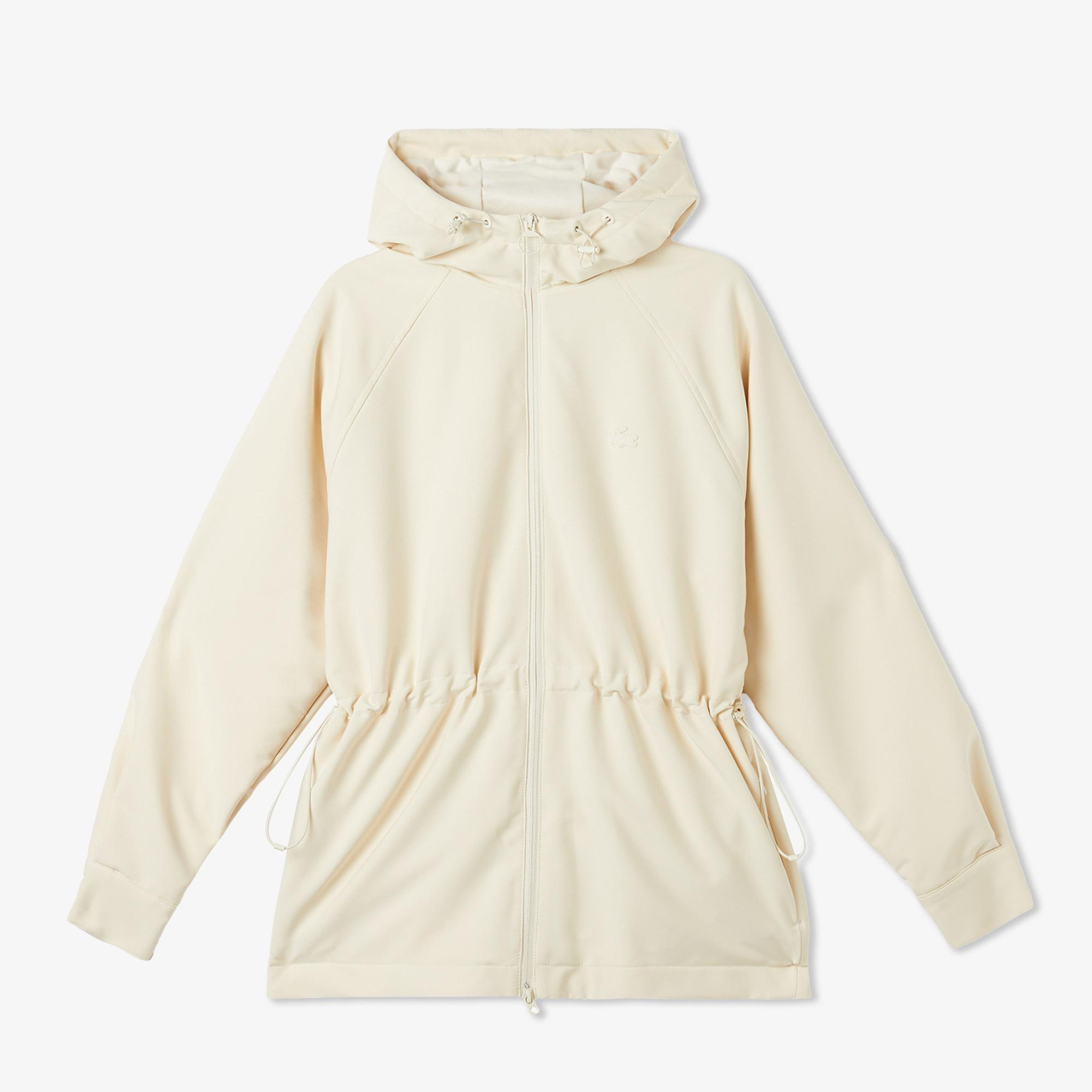 Kadın Relaxed Fit Kapüşonlu Krem Yağmurluk