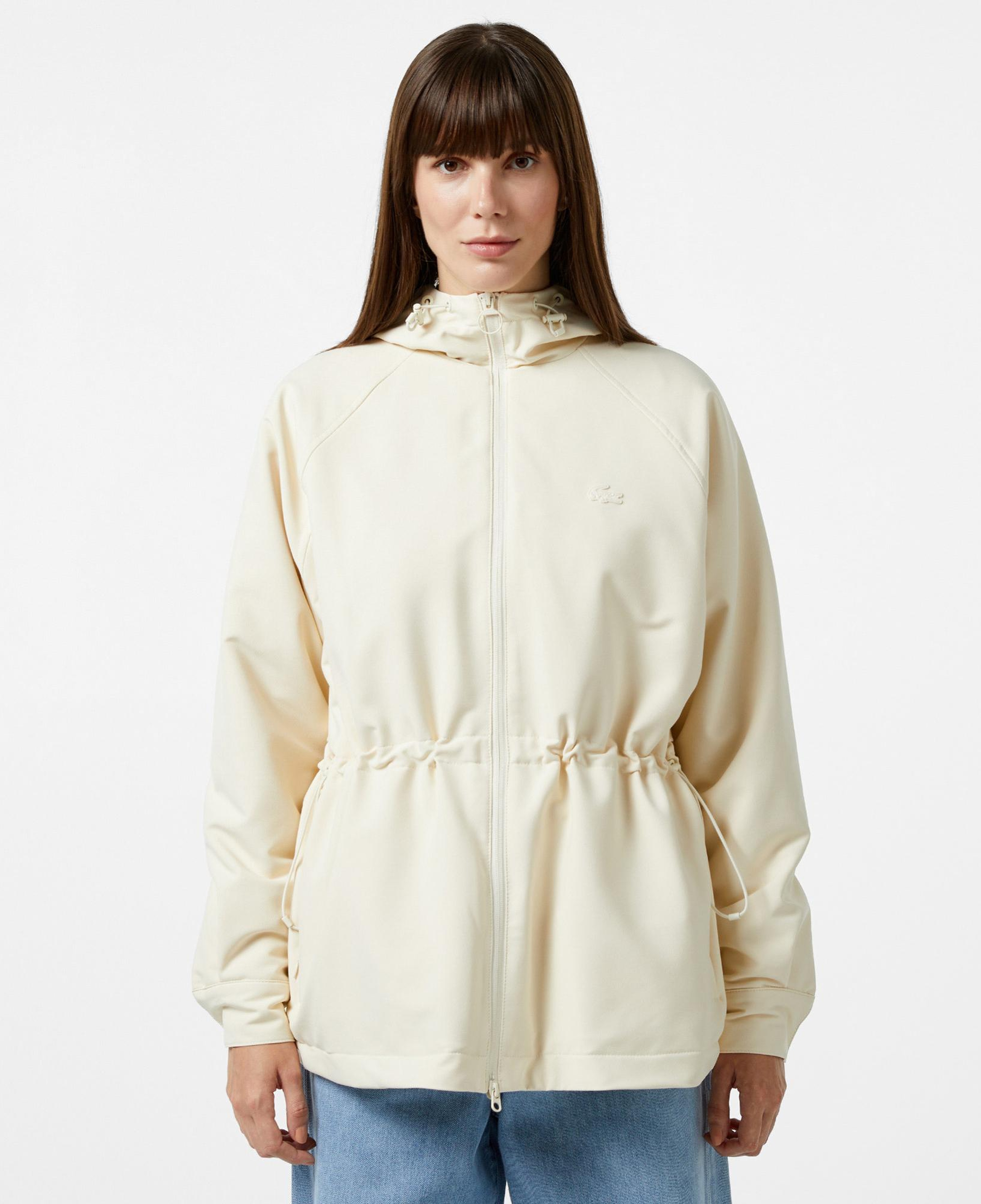 Kadın Relaxed Fit Kapüşonlu Krem Yağmurluk