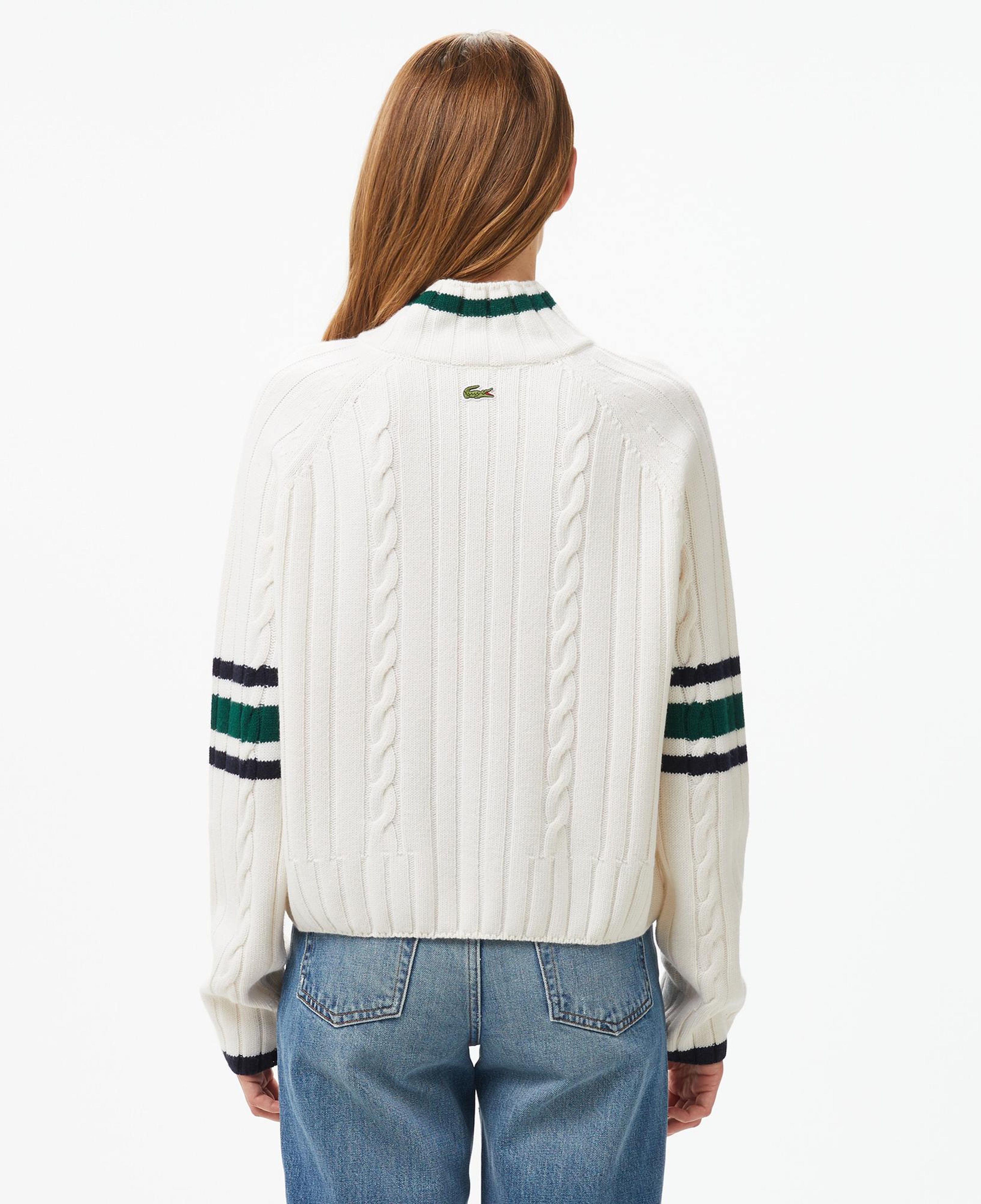 Kadın Regular Fit Boğazlı Renk Bloklu Beyaz Kazak