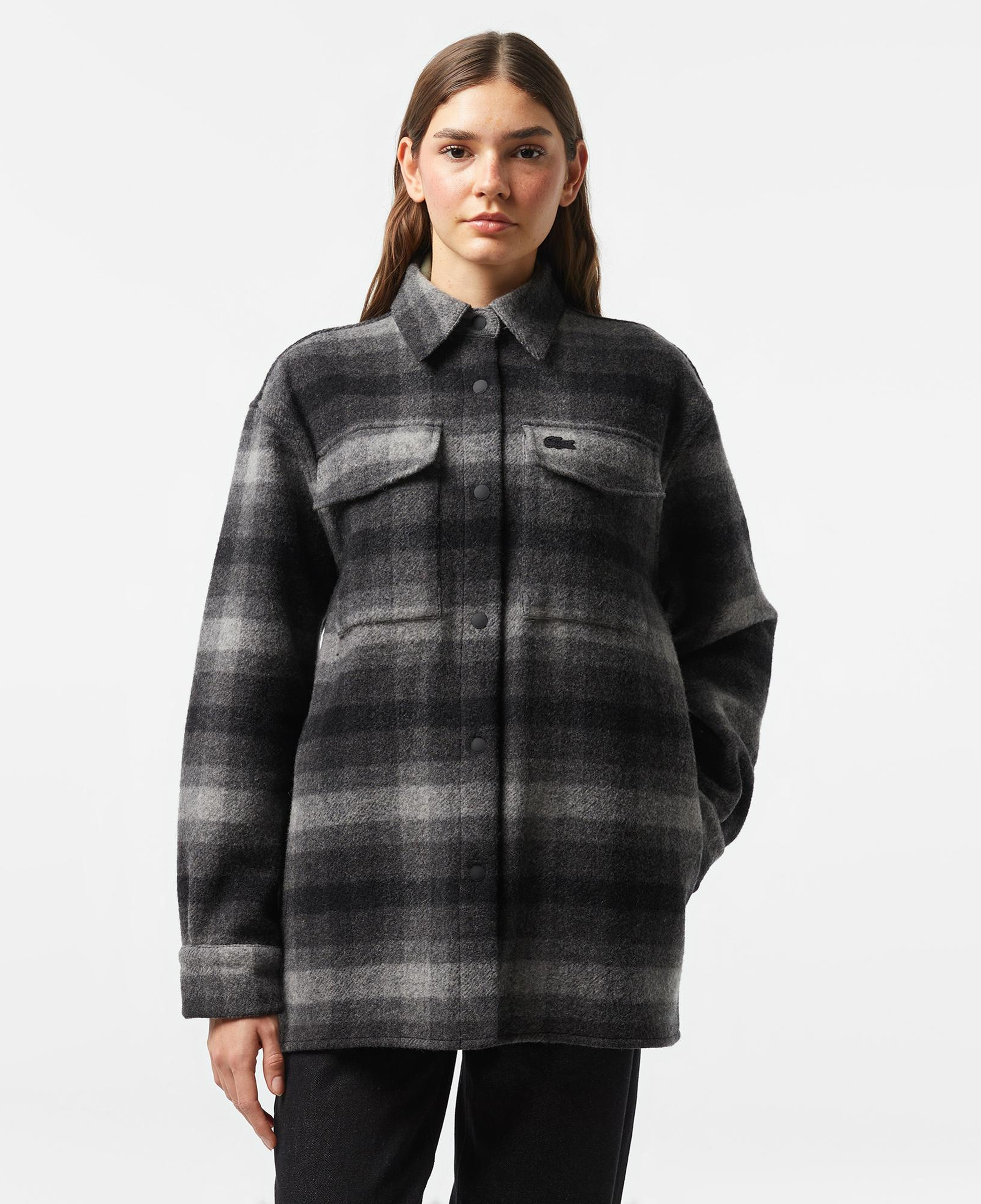 Kadın Relaxed Fit Gömlek Yaka Siyah Ceket