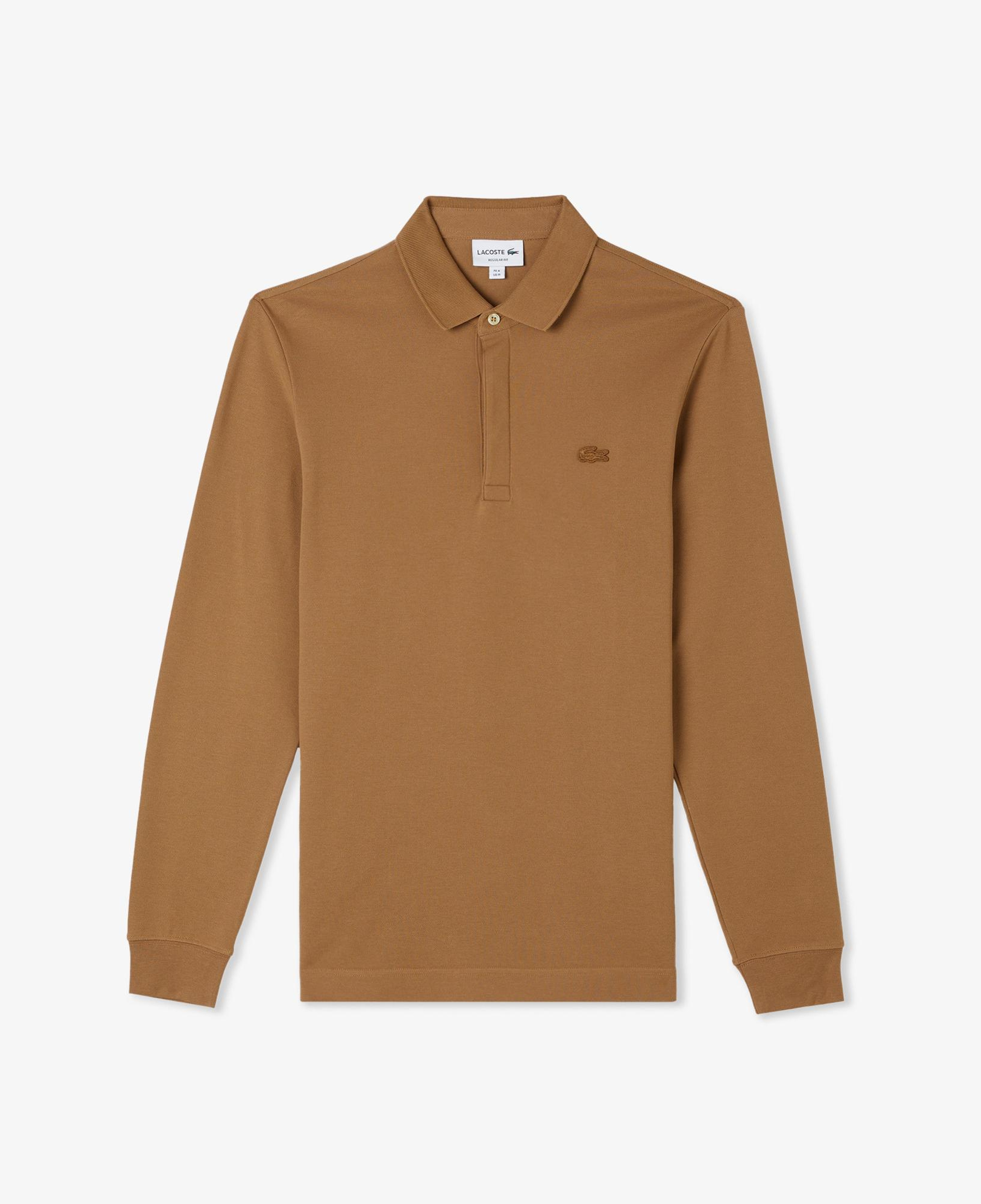 Erkek Regular Fit Uzun Kollu Kahverengi Paris Polo
