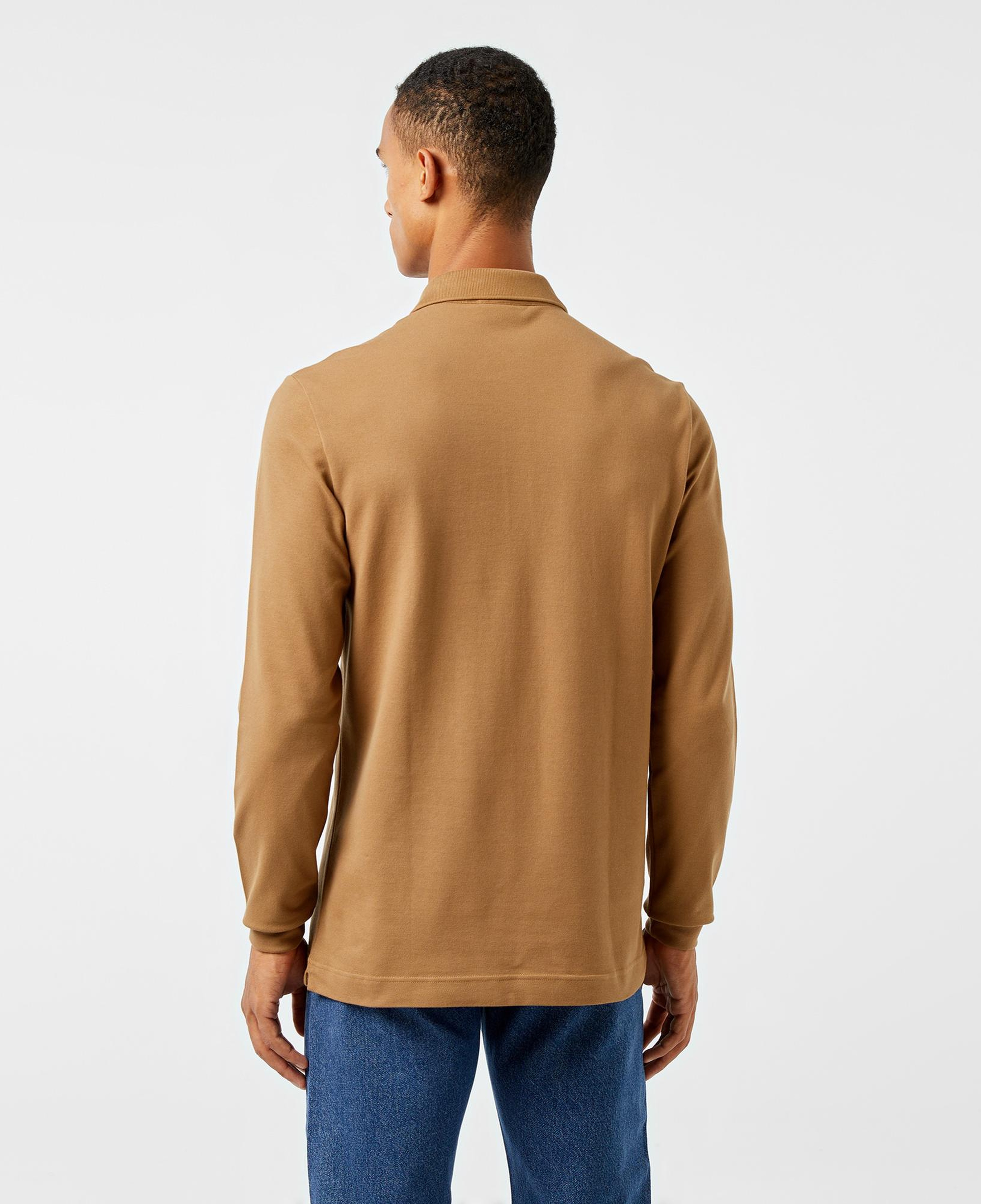 Erkek Regular Fit Uzun Kollu Kahverengi Paris Polo