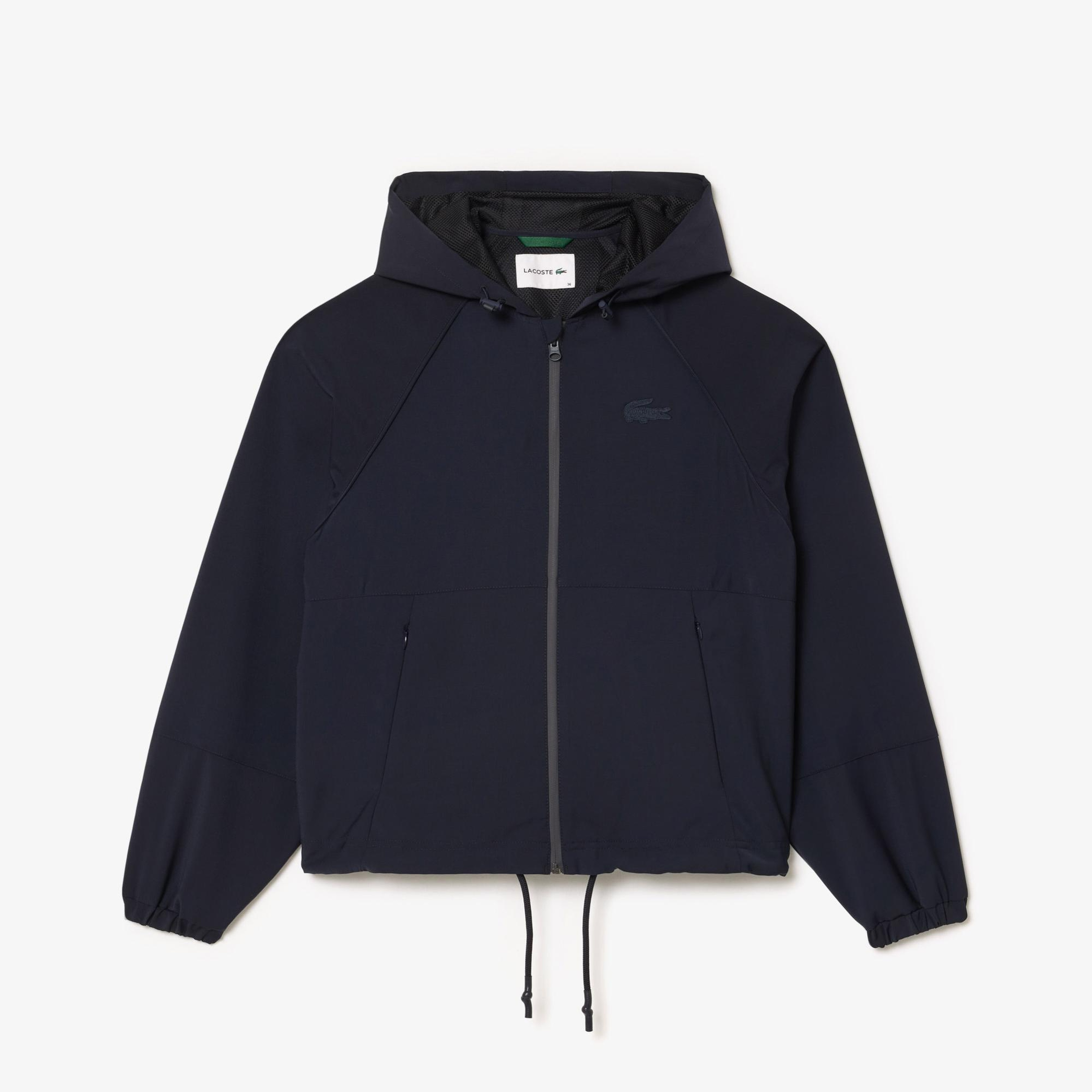 Kadın Relaxed Fit Kapüşonlu Lacivert Yağmurluk