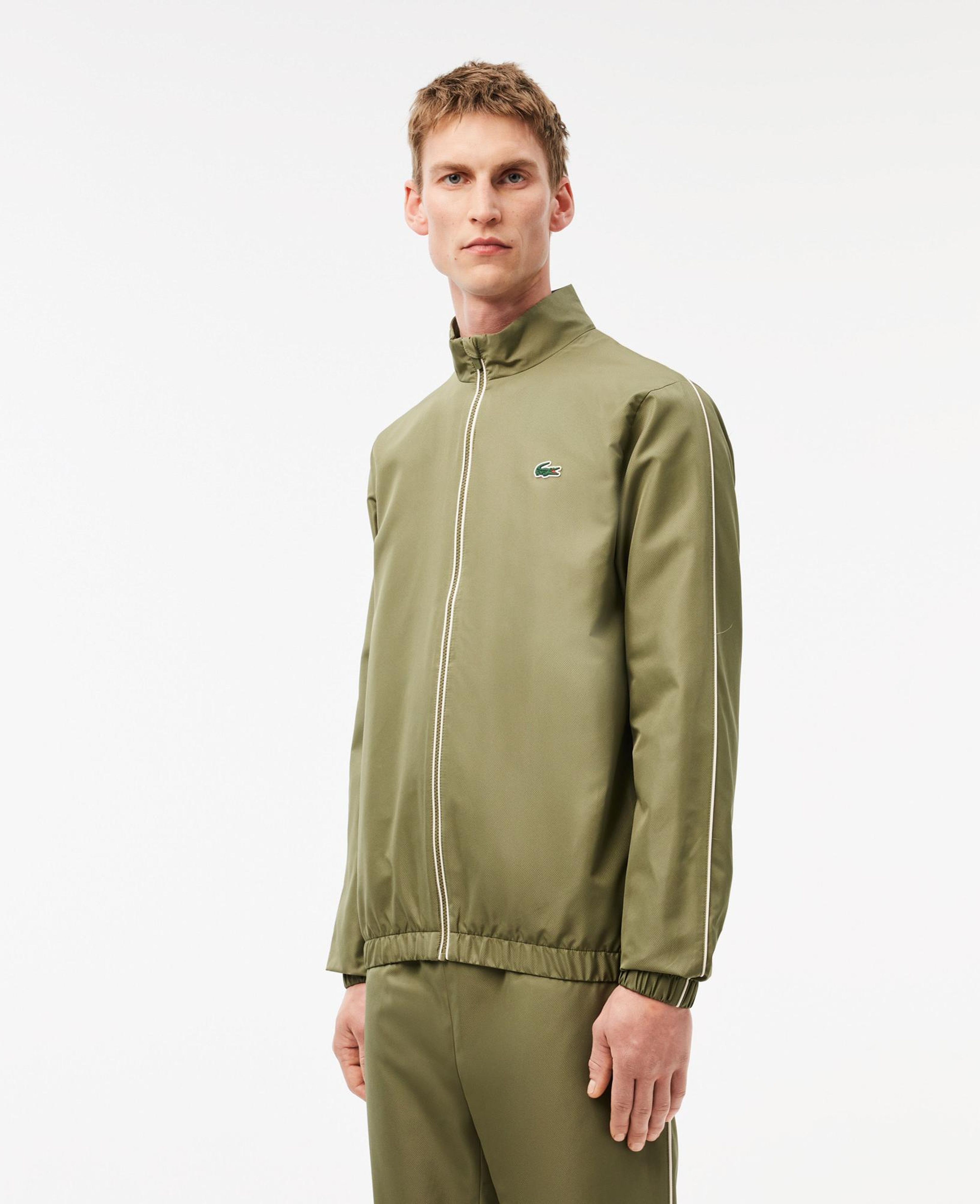 Erkek Regular Fit Fermuarlı Yaka Baskılı Haki Eşofman Takımı