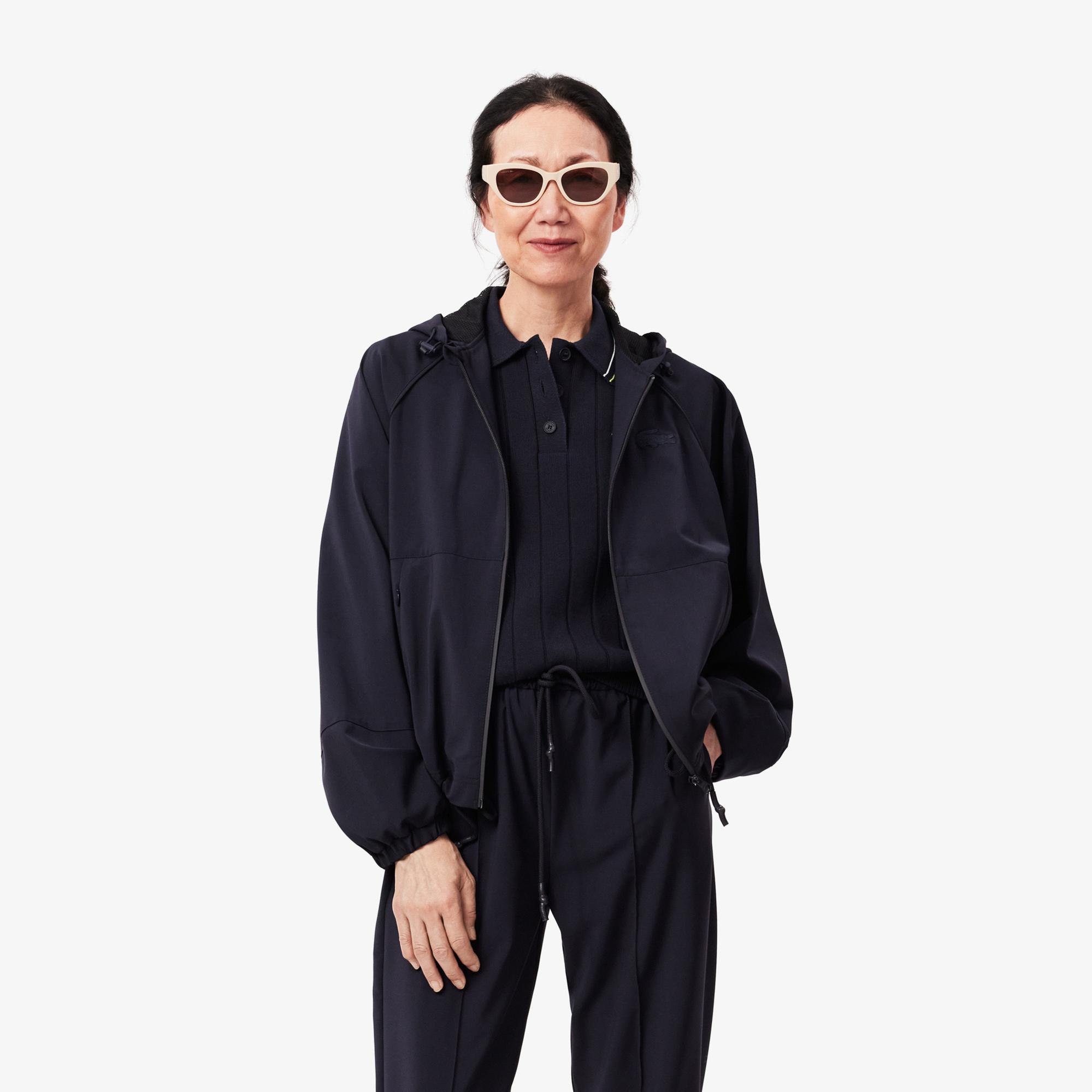 Kadın Relaxed Fit Kapüşonlu Lacivert Yağmurluk