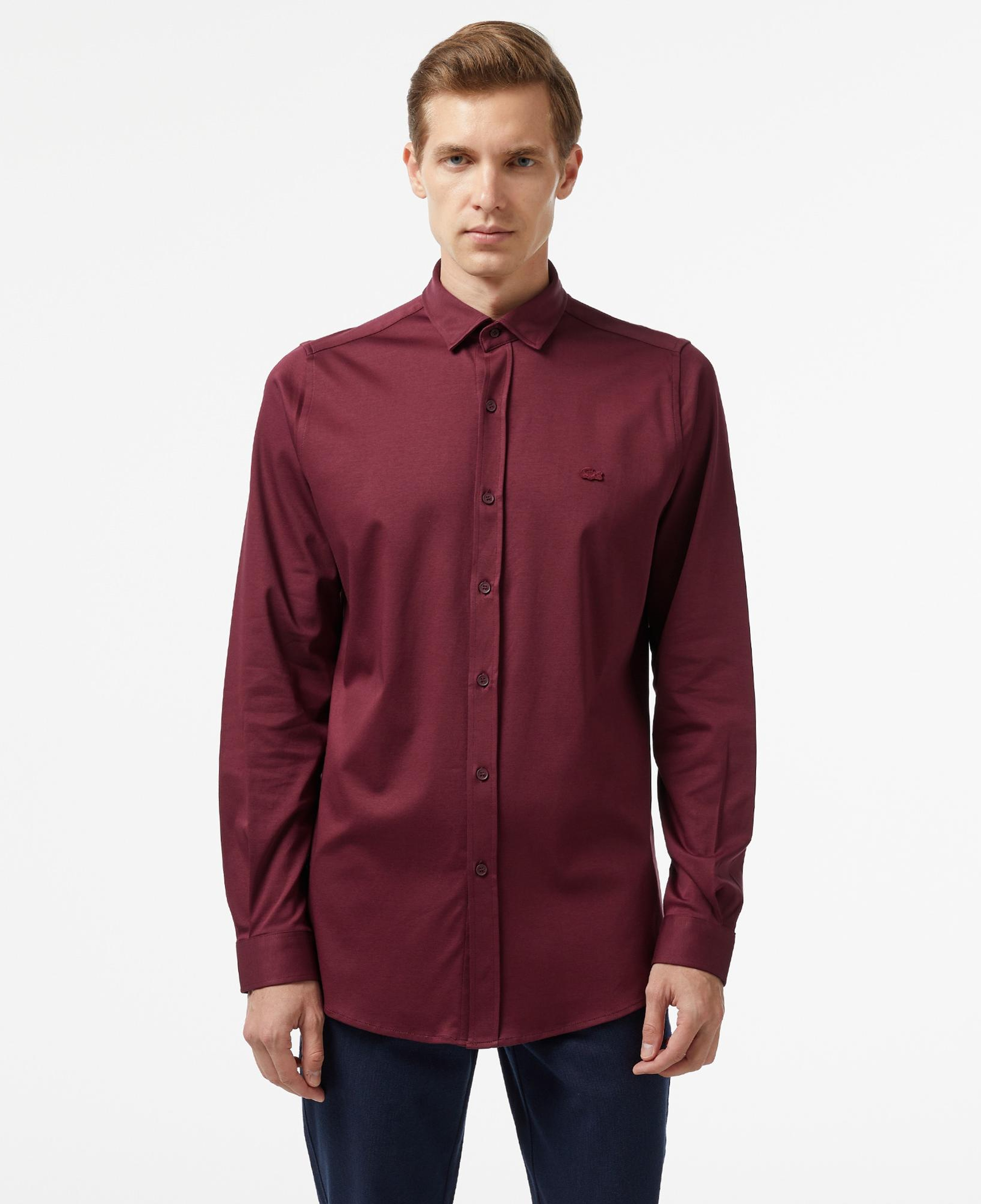 Erkek Slim Fit Bordo Gömlek