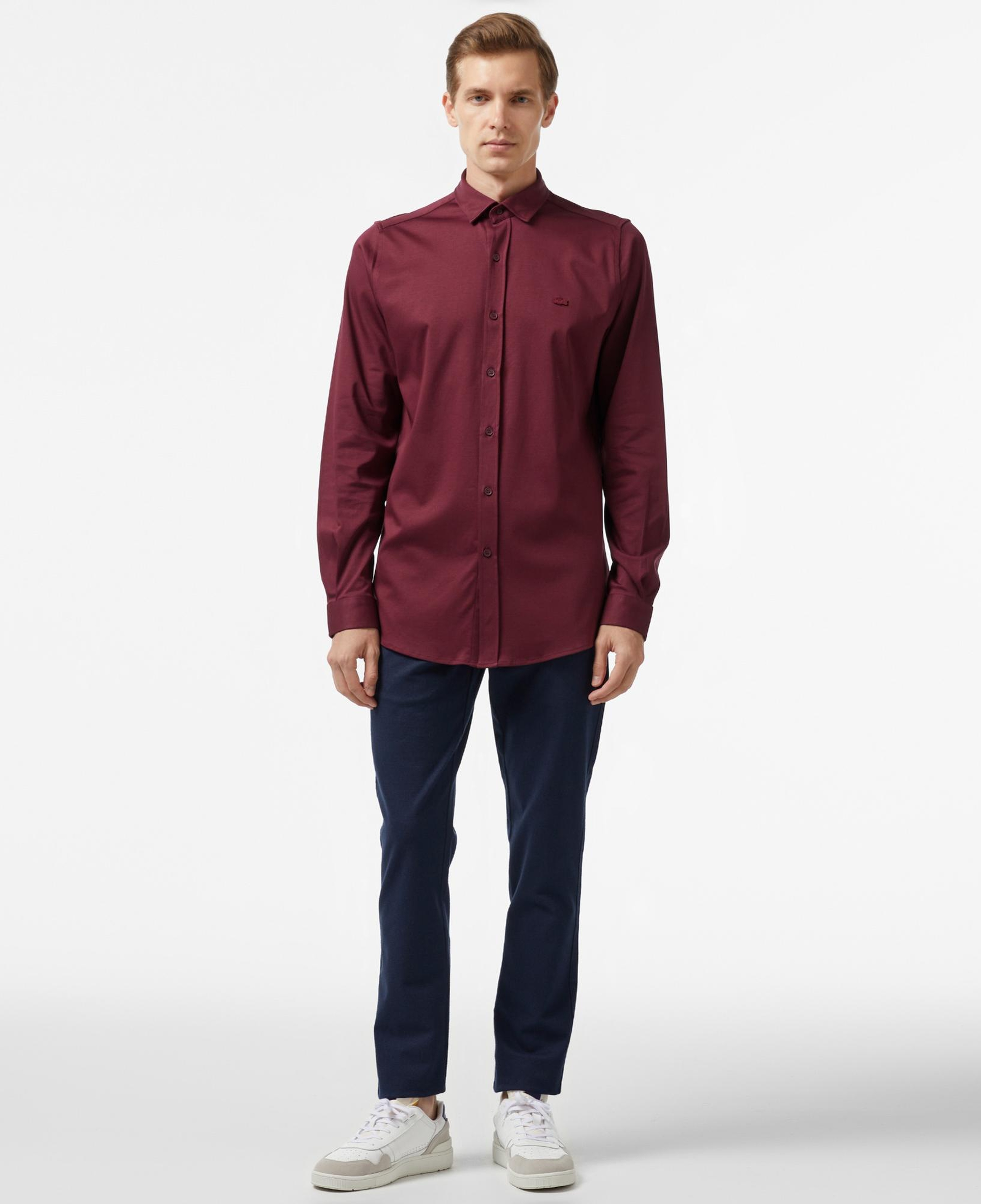 Erkek Slim Fit Bordo Gömlek