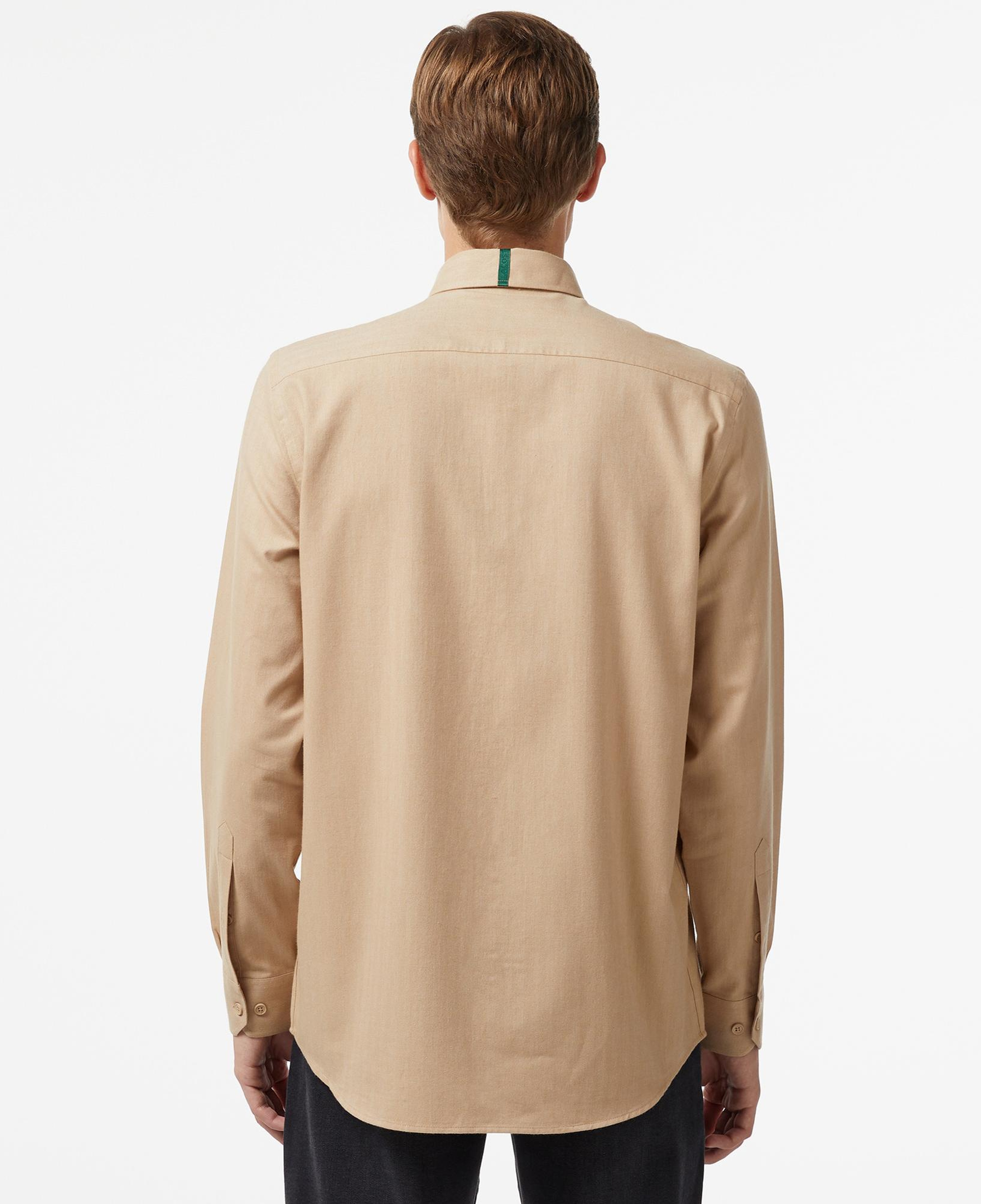 Erkek Slim Fit Düğmeli Yaka Kahverengi Gömlek