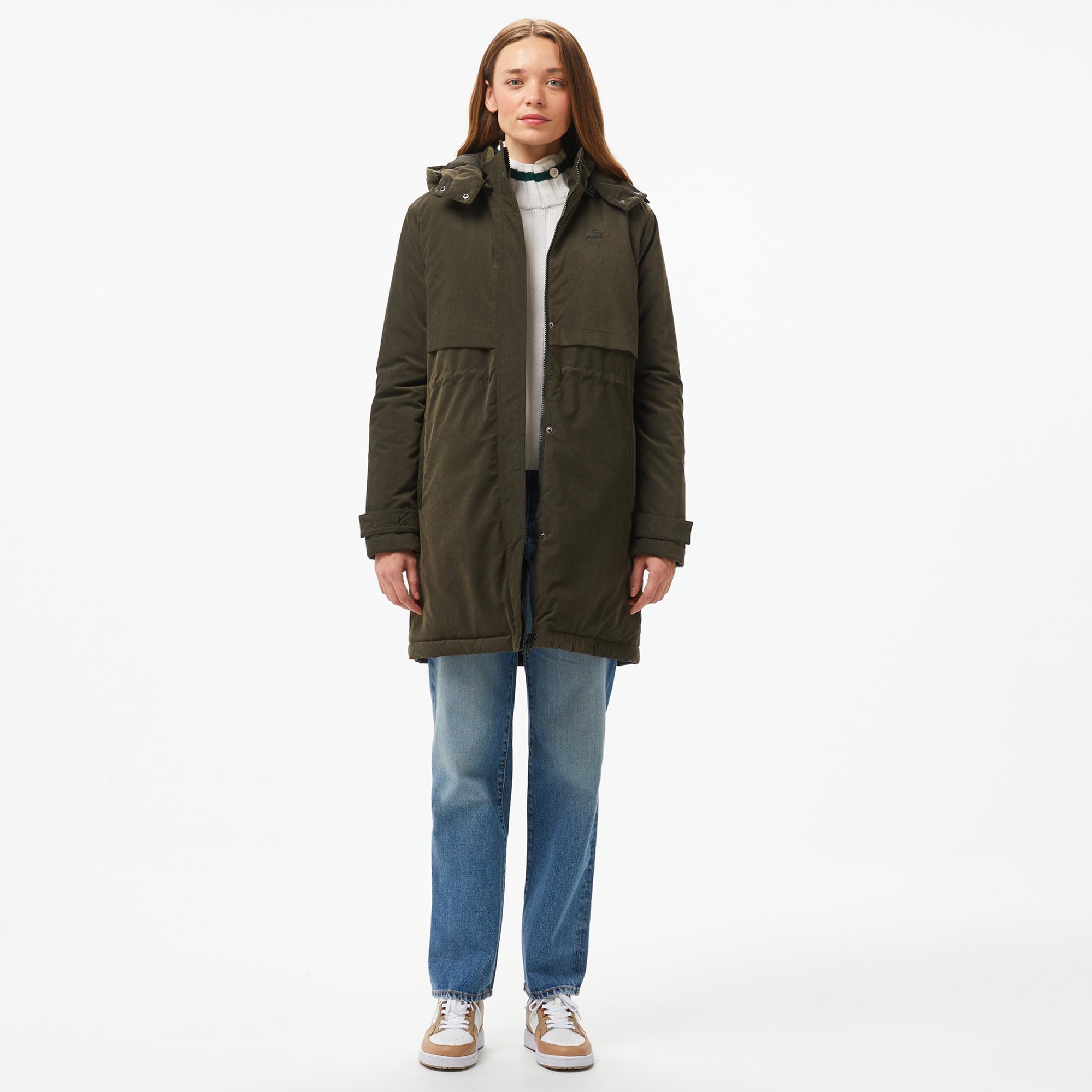 Kadın Relaxed Fit Kapüşonlu Haki Mont