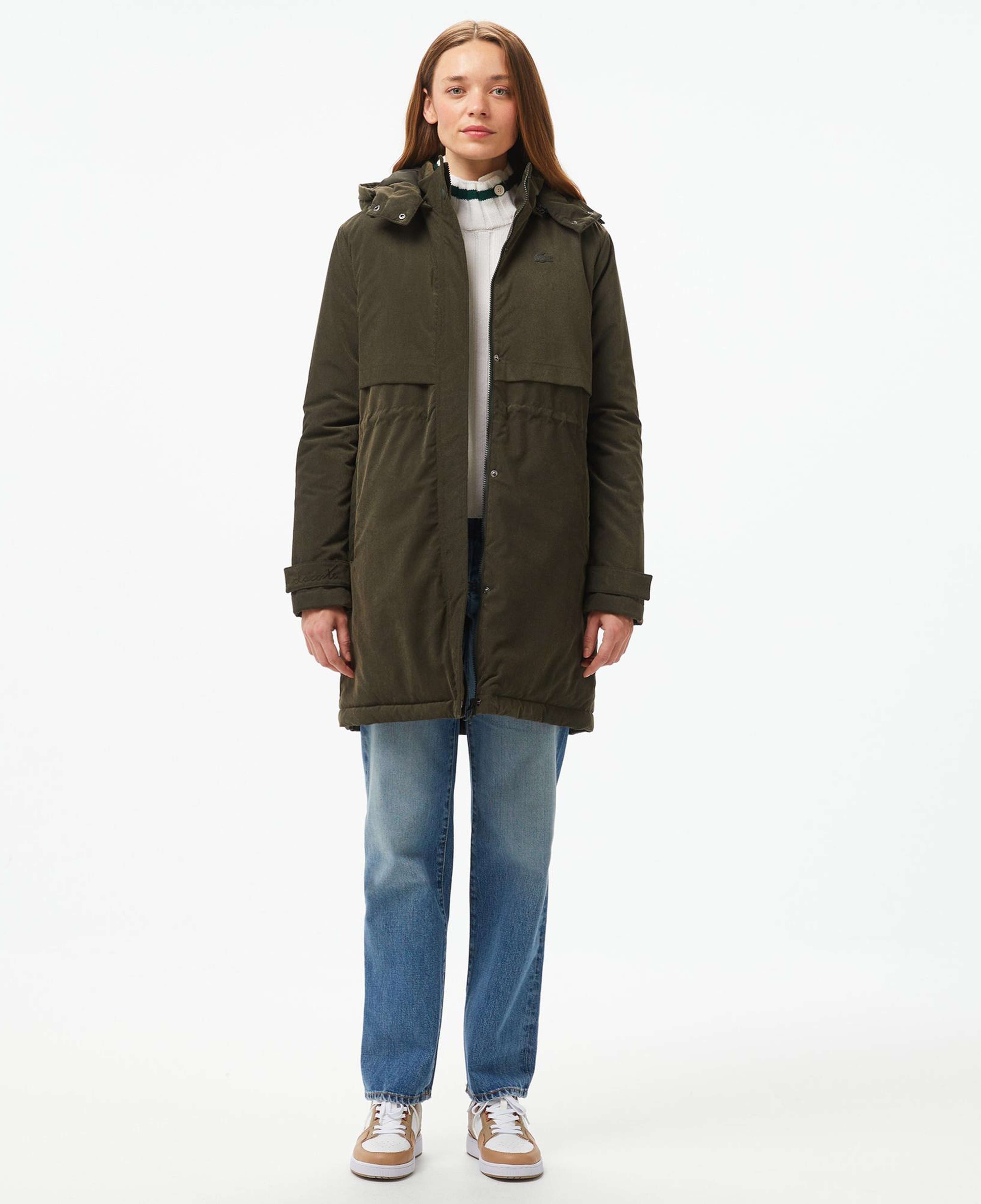 Kadın Relaxed Fit Kapüşonlu Haki Mont