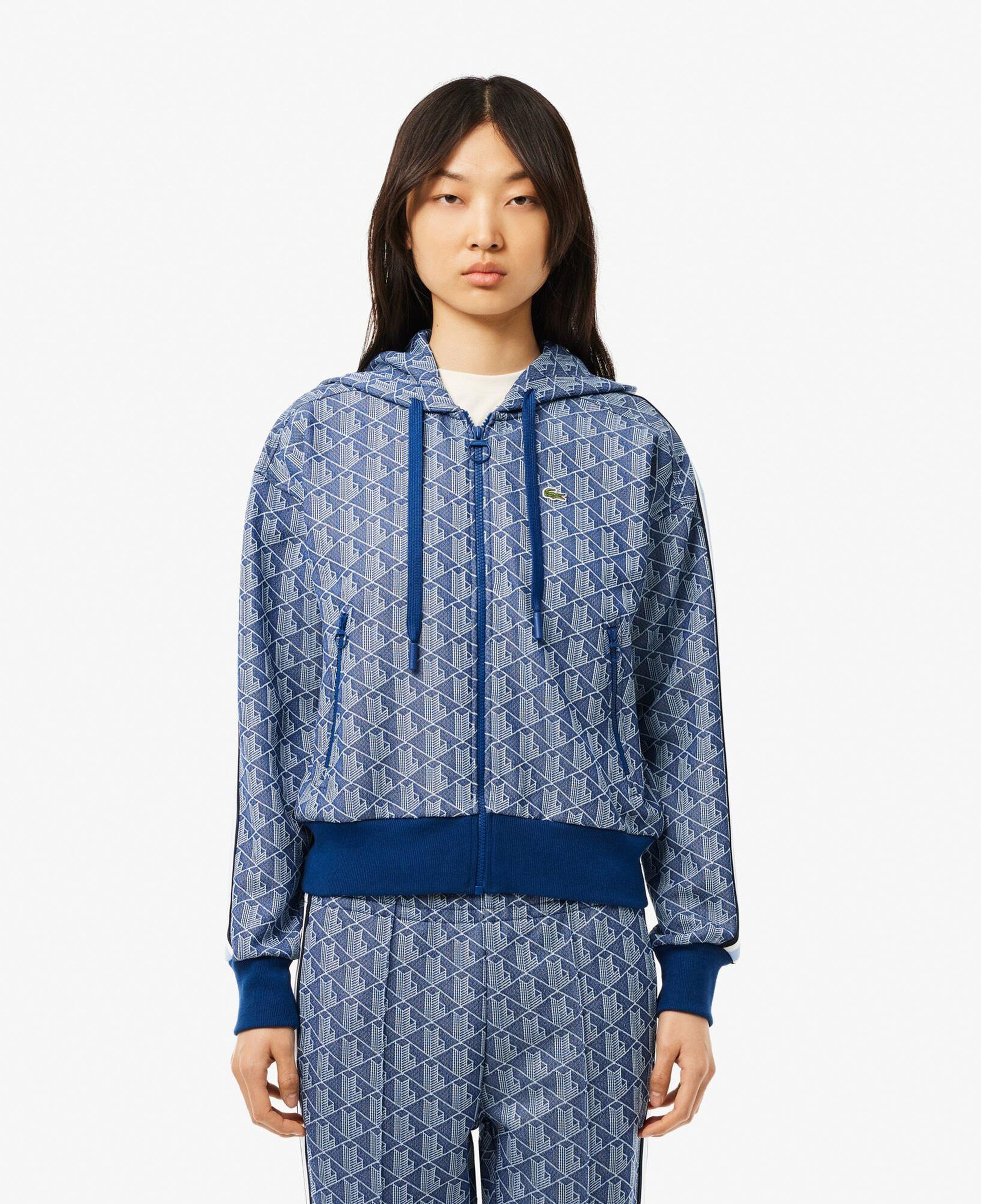 Lacoste Kadın Regular Fit Kapüşonlu Monogram Koyu Mavi Sweatshirt