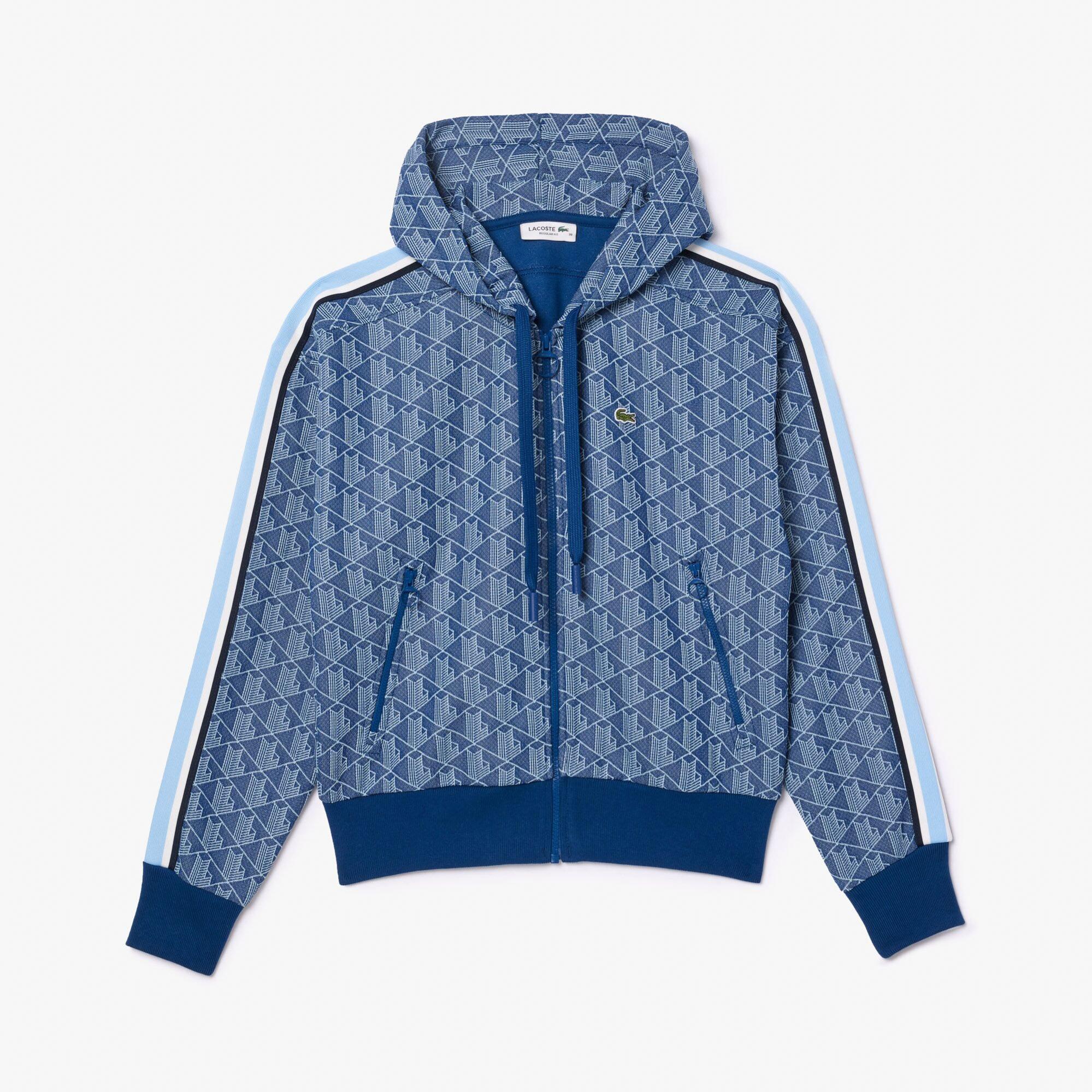 Lacoste Kadın Regular Fit Kapüşonlu Monogram Koyu Mavi Sweatshirt
