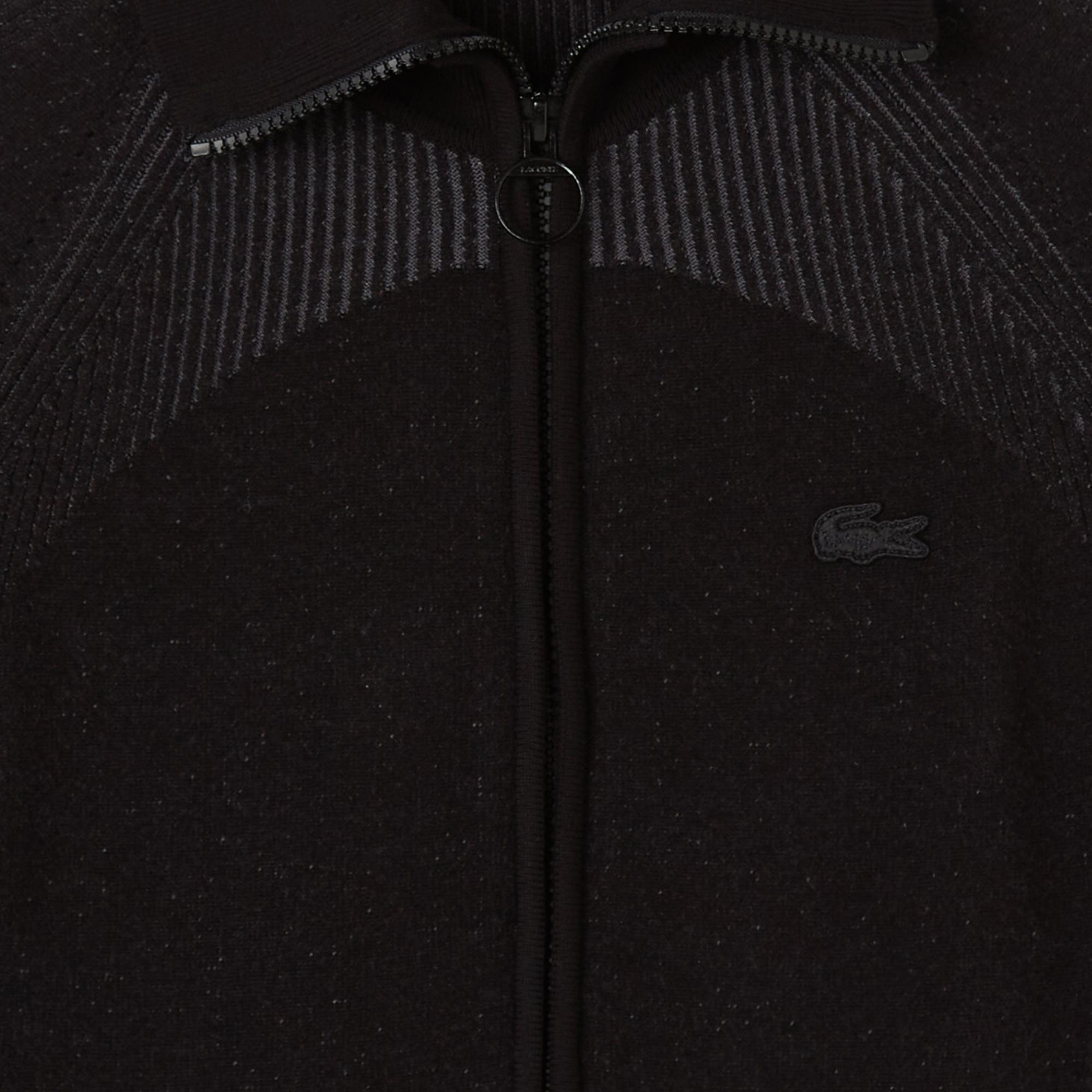 Kadın Slim Fit Yarım Fermuarlı Siyah Triko