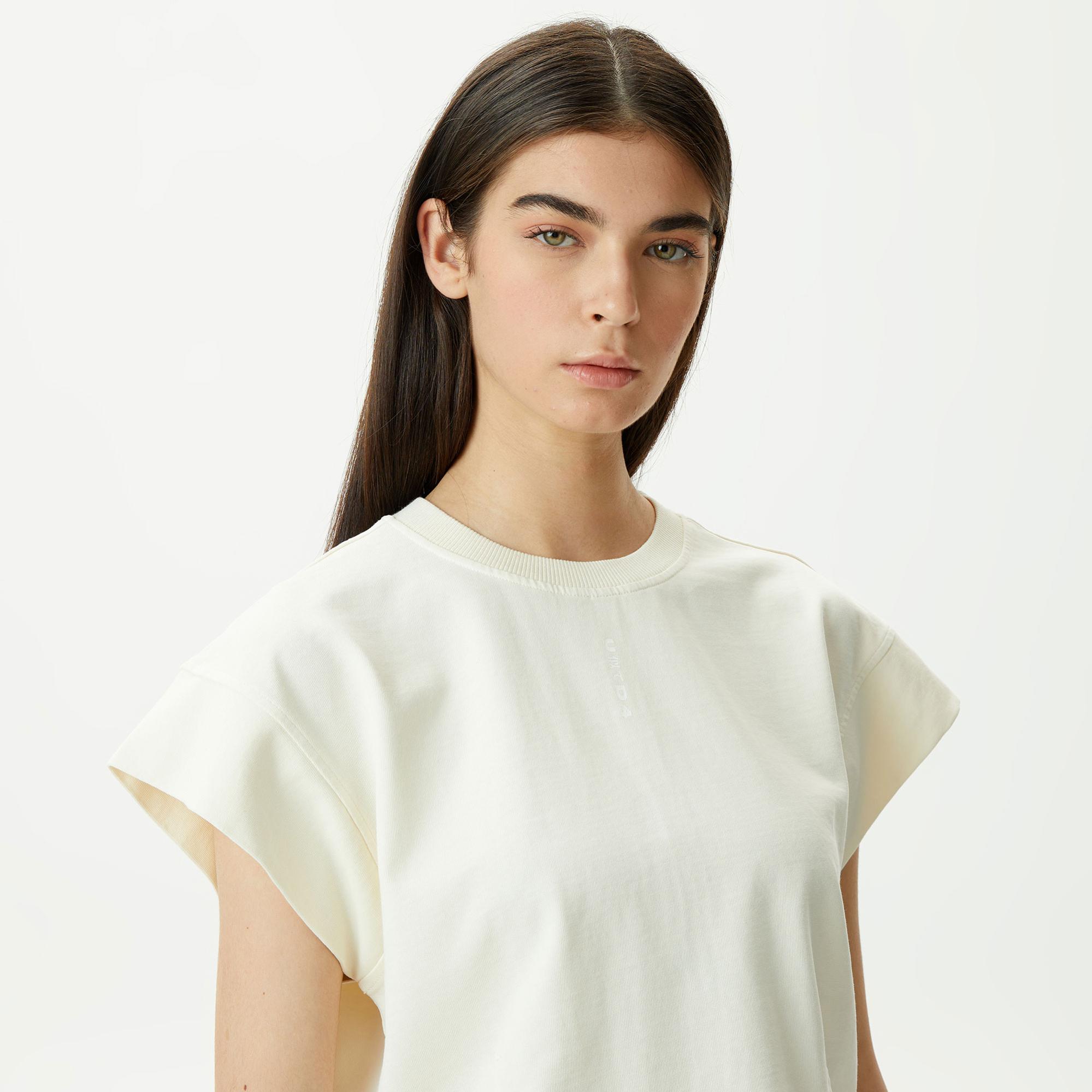 UNITED4 Classic Kadın Krem Crop T-Shirt