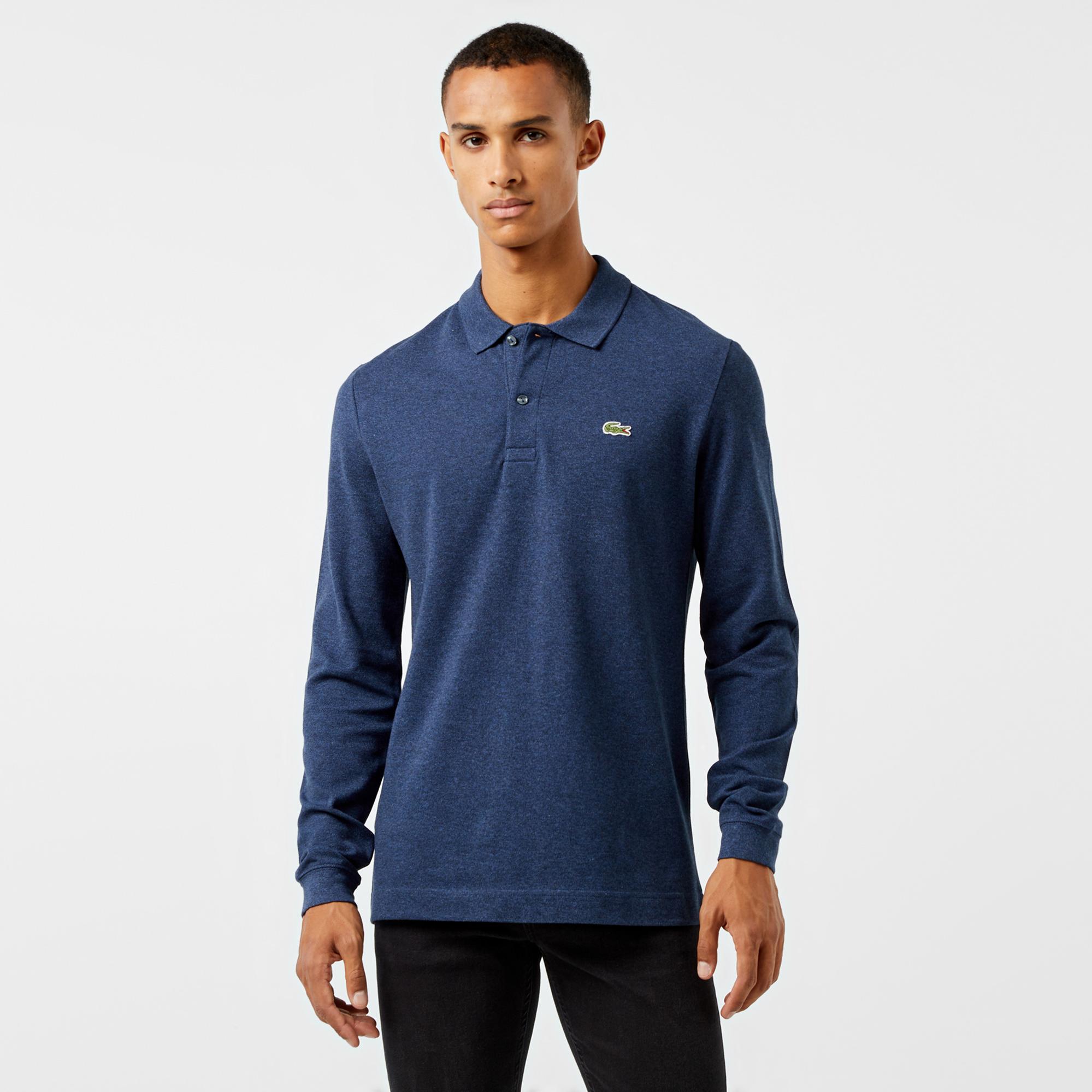 L.12.12 Erkek Slim Fit Uzun Kollu Lacivert Polo