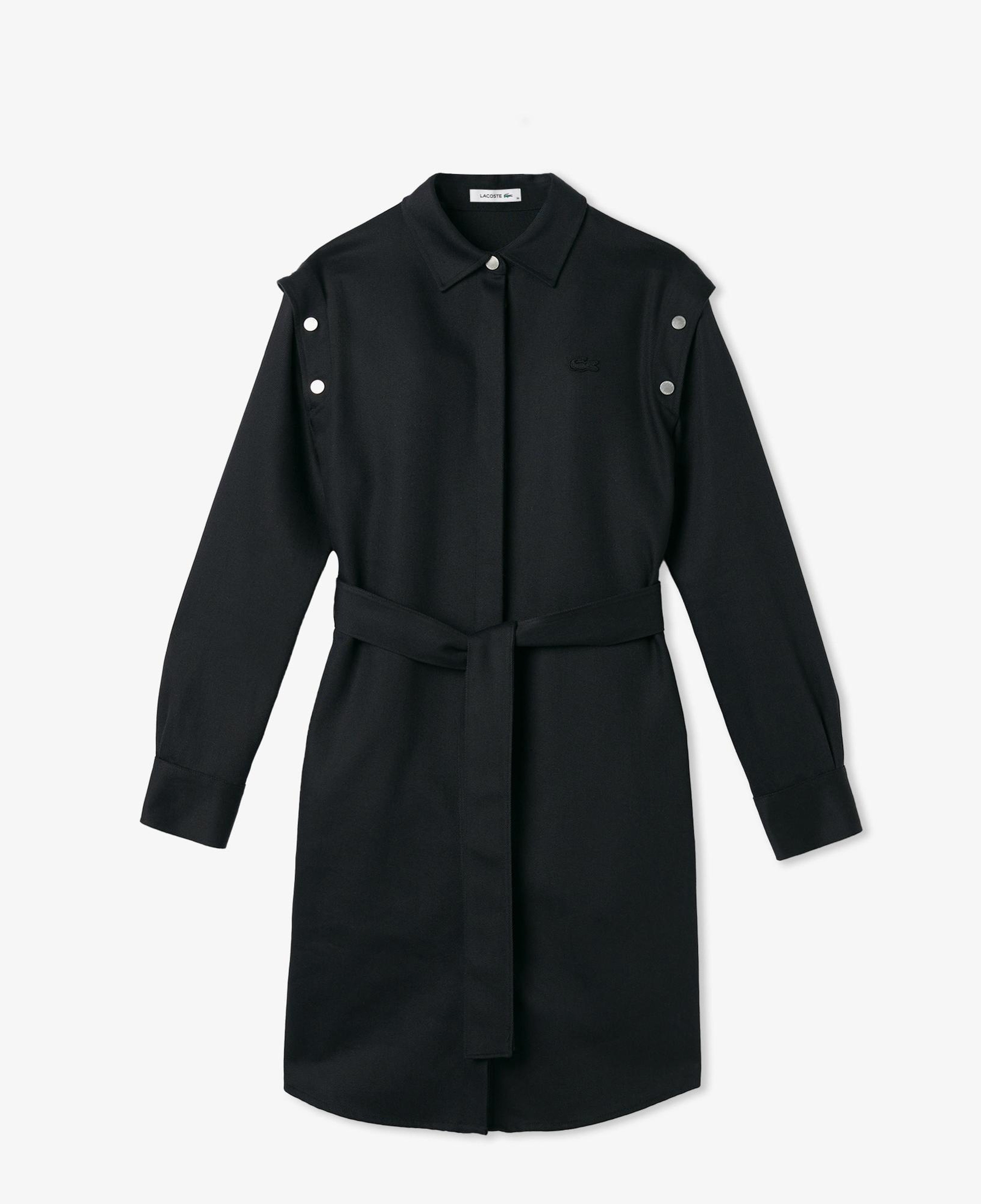 Kadın Relaxed Fit Uzun Kollu Gömlek Yaka Siyah Elbise