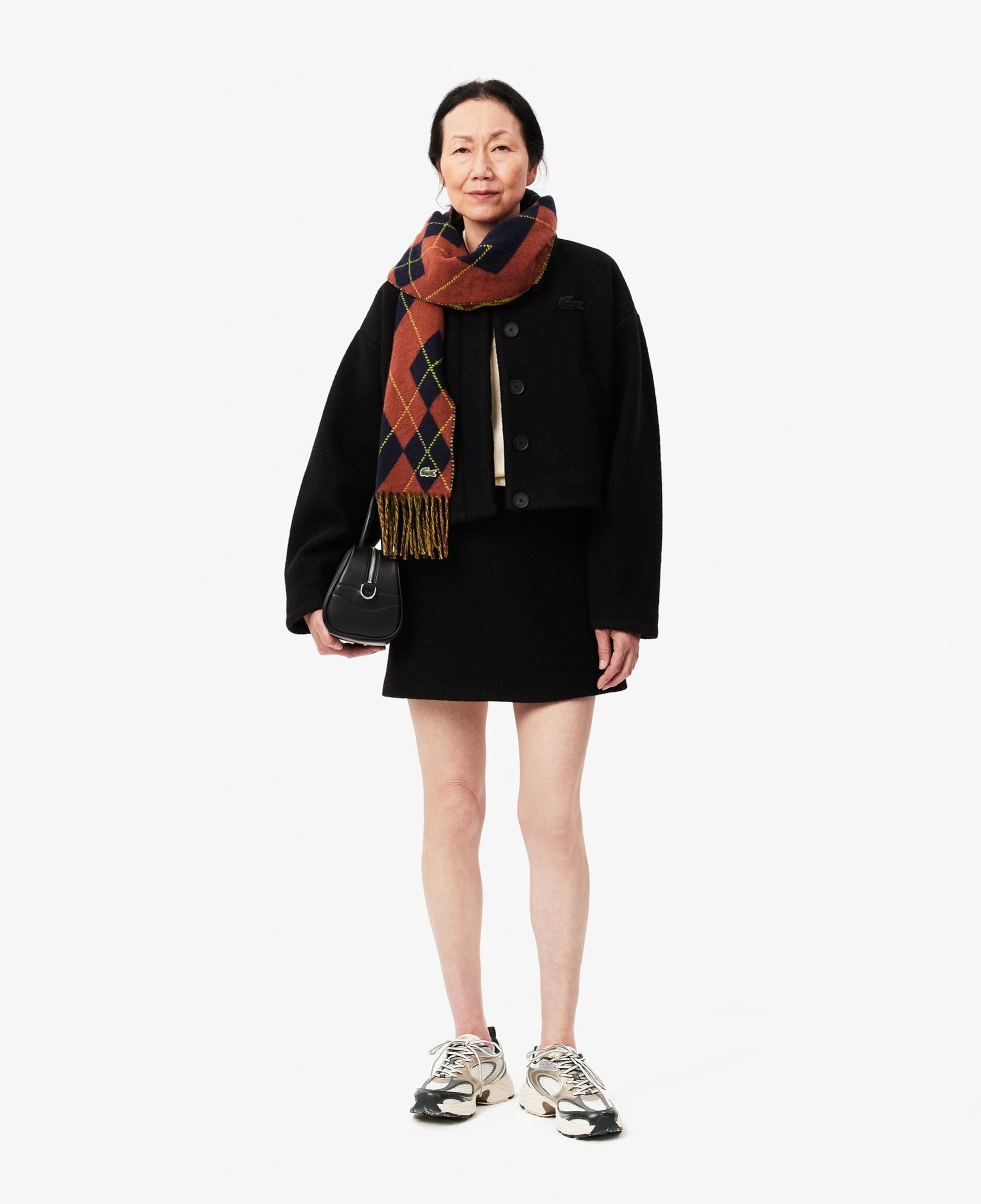 Kadın Oversize Fit Gömlek Yaka Yün Siyah Mont