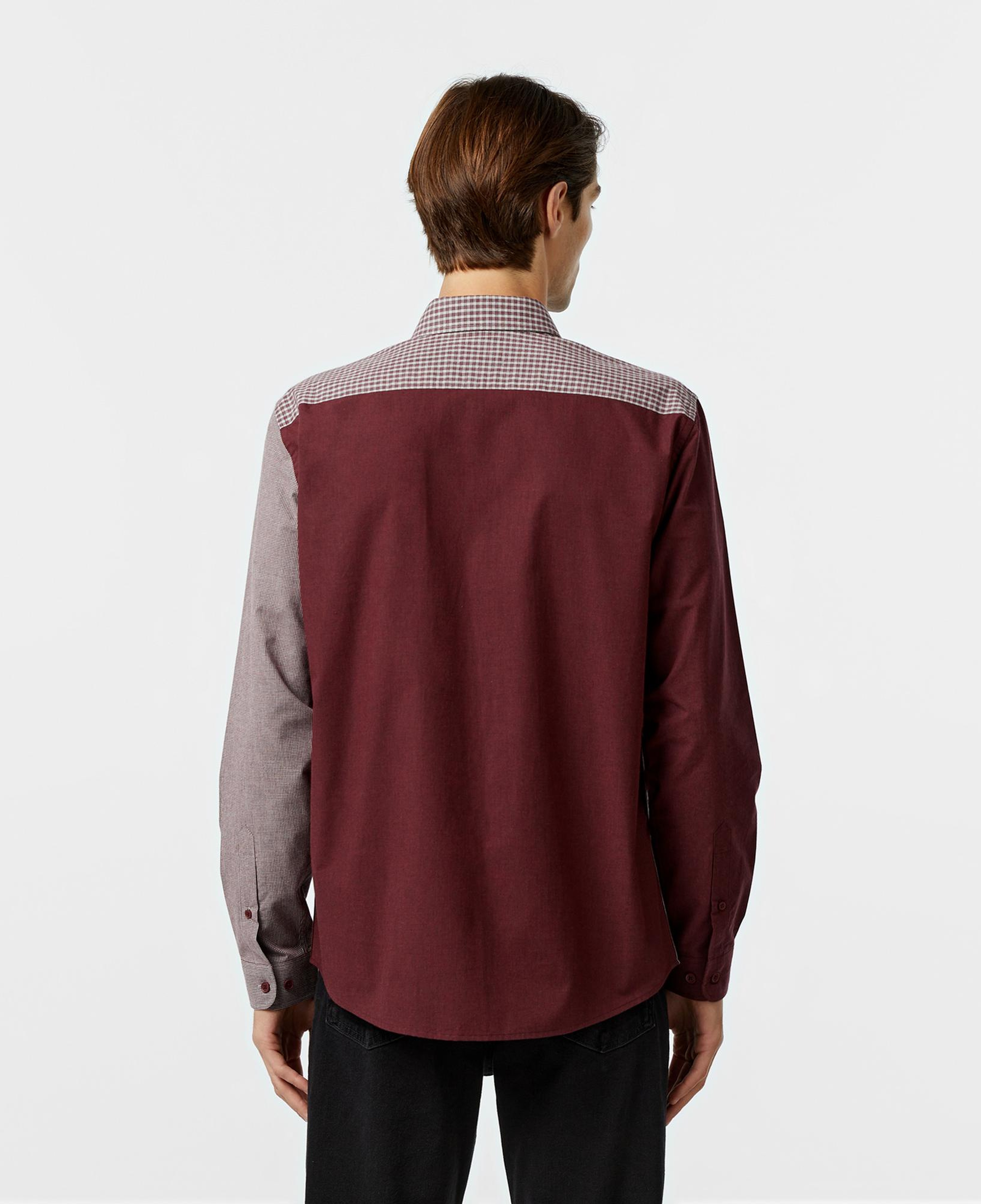 Erkek Relaxed Fit Düğmeli Yaka Ekose Bordo Gömlek